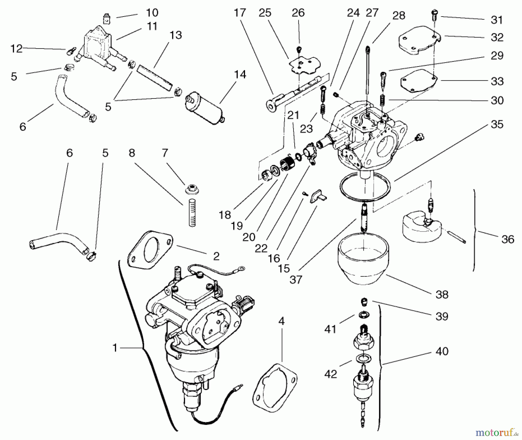  Toro Neu Mowers, Lawn & Garden Tractor Seite 1 72087 (268-H) - Toro 268-H Lawn and Garden Tractor, 2002 (220000001-220999999) FUEL SYSTEM ASSEMBLY KOHLER CV18S-PS-61528 AND CV18S-PS-61529