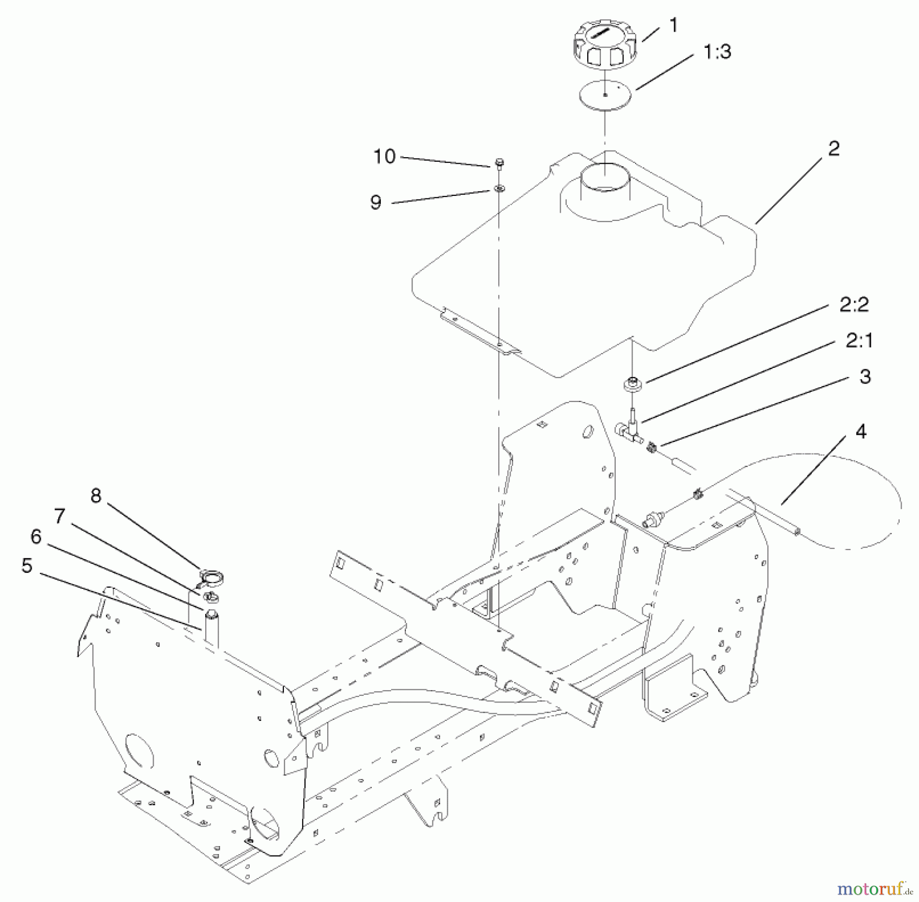  Toro Neu Mowers, Lawn & Garden Tractor Seite 1 72087 (268-H) - Toro 268-H Lawn and Garden Tractor, 2001 (210000001-210999999) FUEL TANK ASSEMBLY