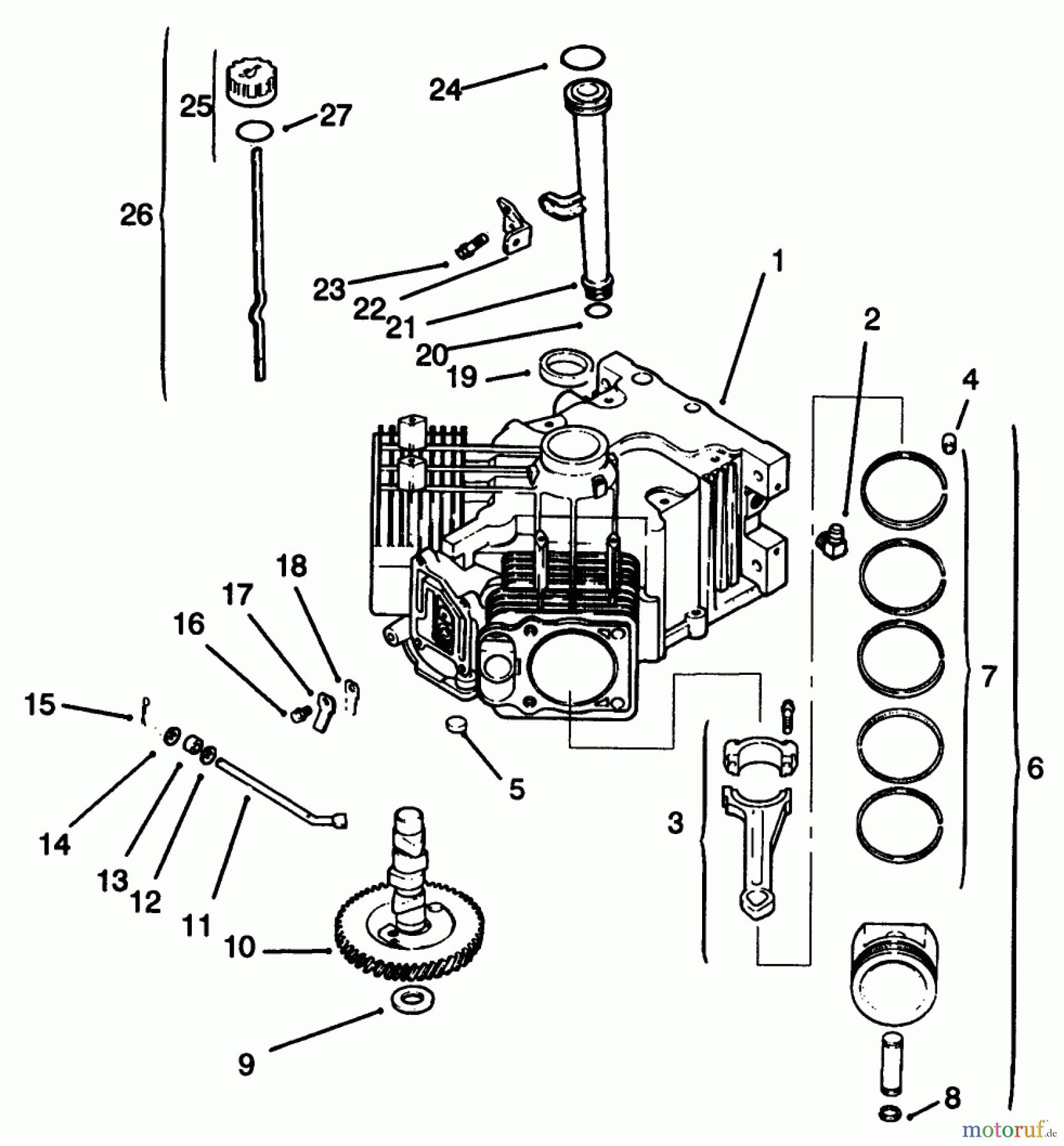 Toro Neu Mowers, Lawn & Garden Tractor Seite 1 72102 (269-H) - Toro 269-H Lawn and Garden Tractor, 1996 (6900001-6999999) CRANKCASE