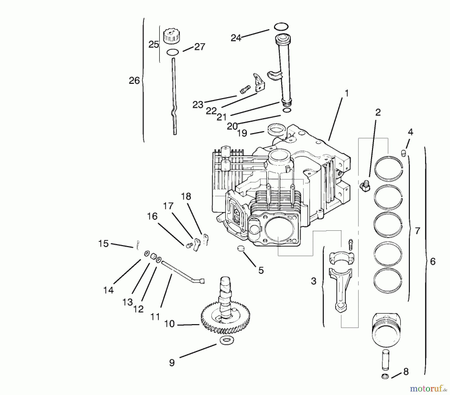 Toro Neu Mowers, Lawn & Garden Tractor Seite 1 72102 (269-H) - Toro 269-H Lawn and Garden Tractor, 1998 (8900400-8999999) CRANKCASE