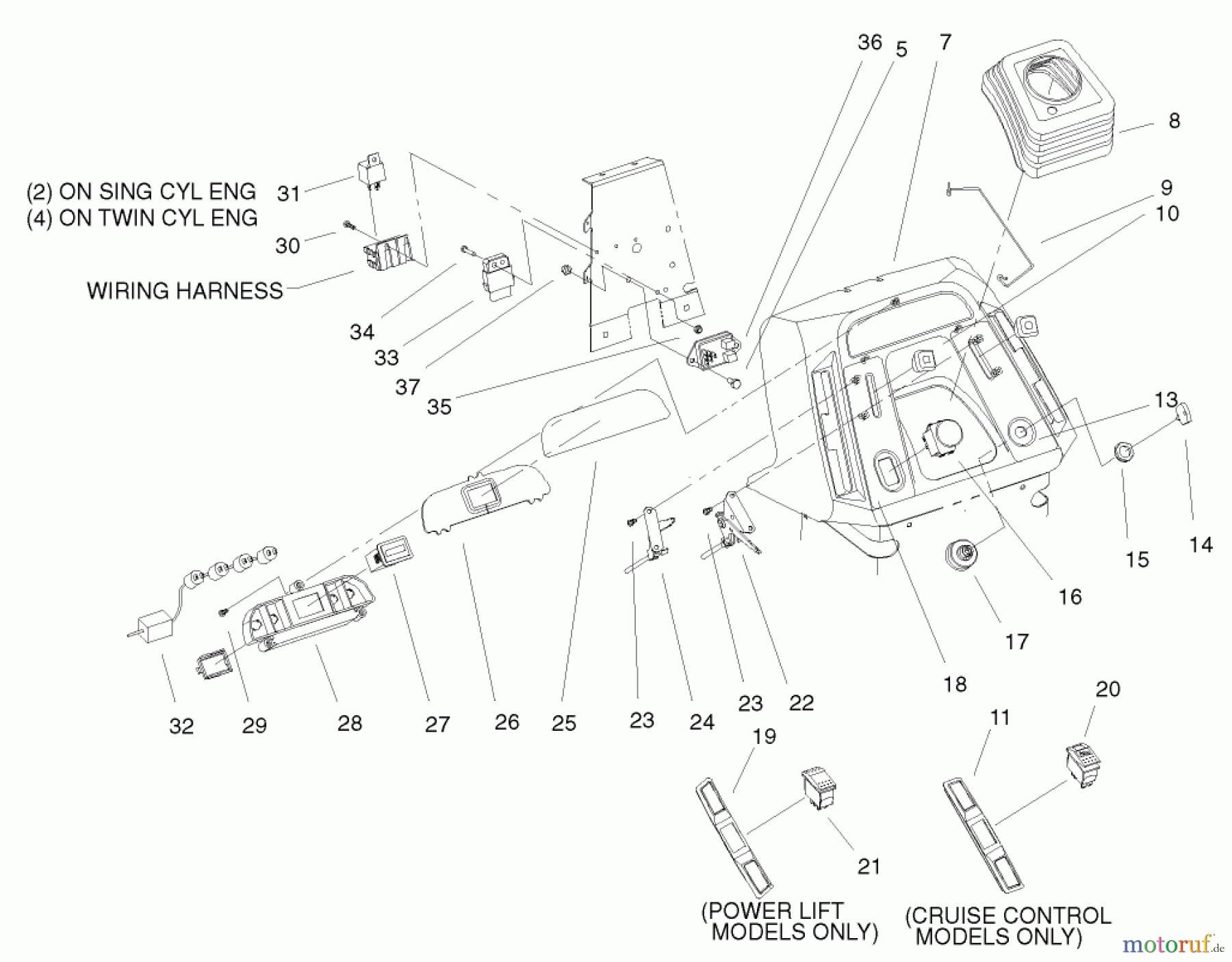  Toro Neu Mowers, Lawn & Garden Tractor Seite 1 72108 (270-H) - Toro 270-H Lawn and Garden Tractor, 2000 (200000001-200999999) DASH ASSEMBLY