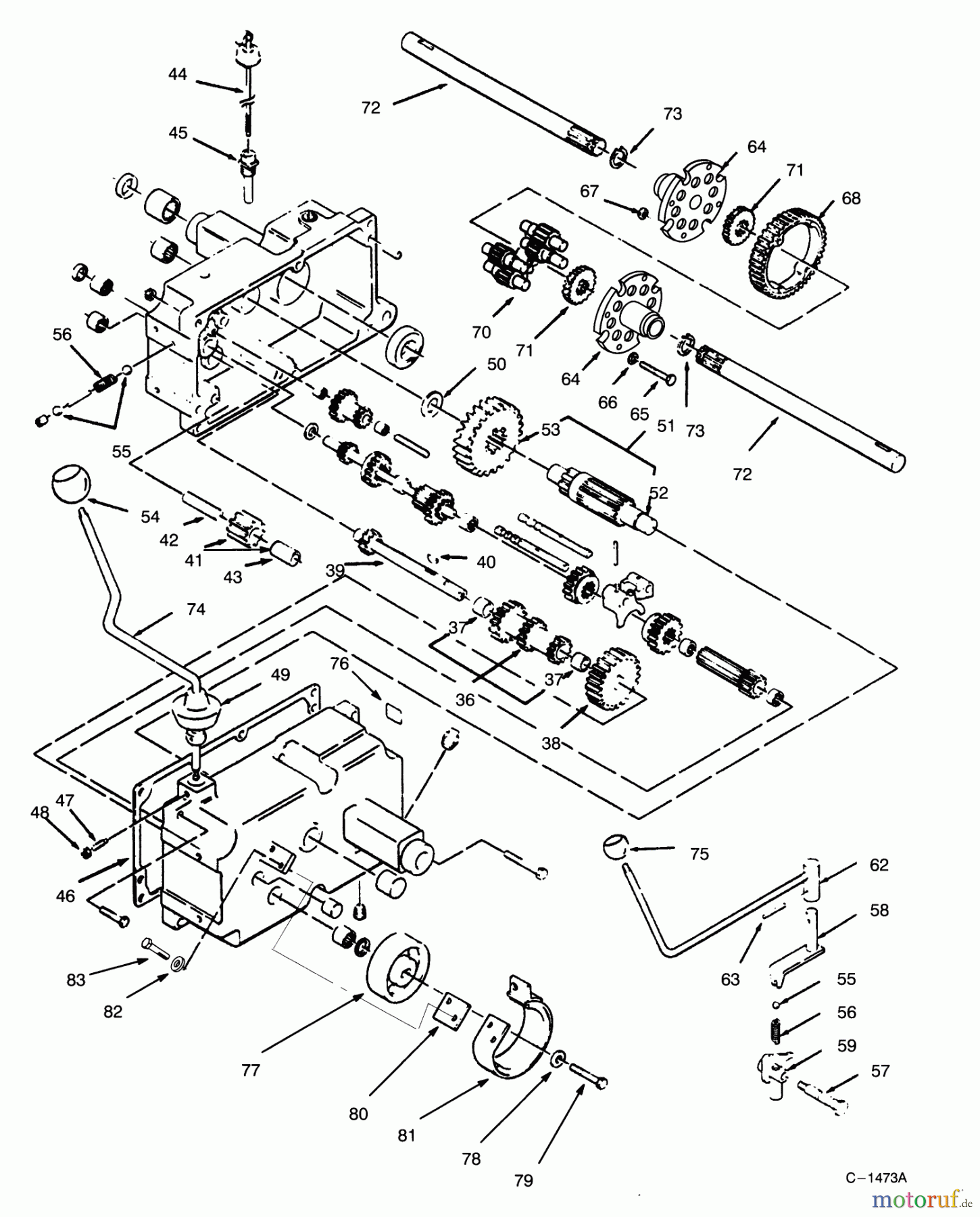  Toro Neu Mowers, Lawn & Garden Tractor Seite 1 73362 (312-8) - Toro 312-8 Garden Tractor, 1994 (4900001-4999999) TRANSMISSION 8-SPEED #2