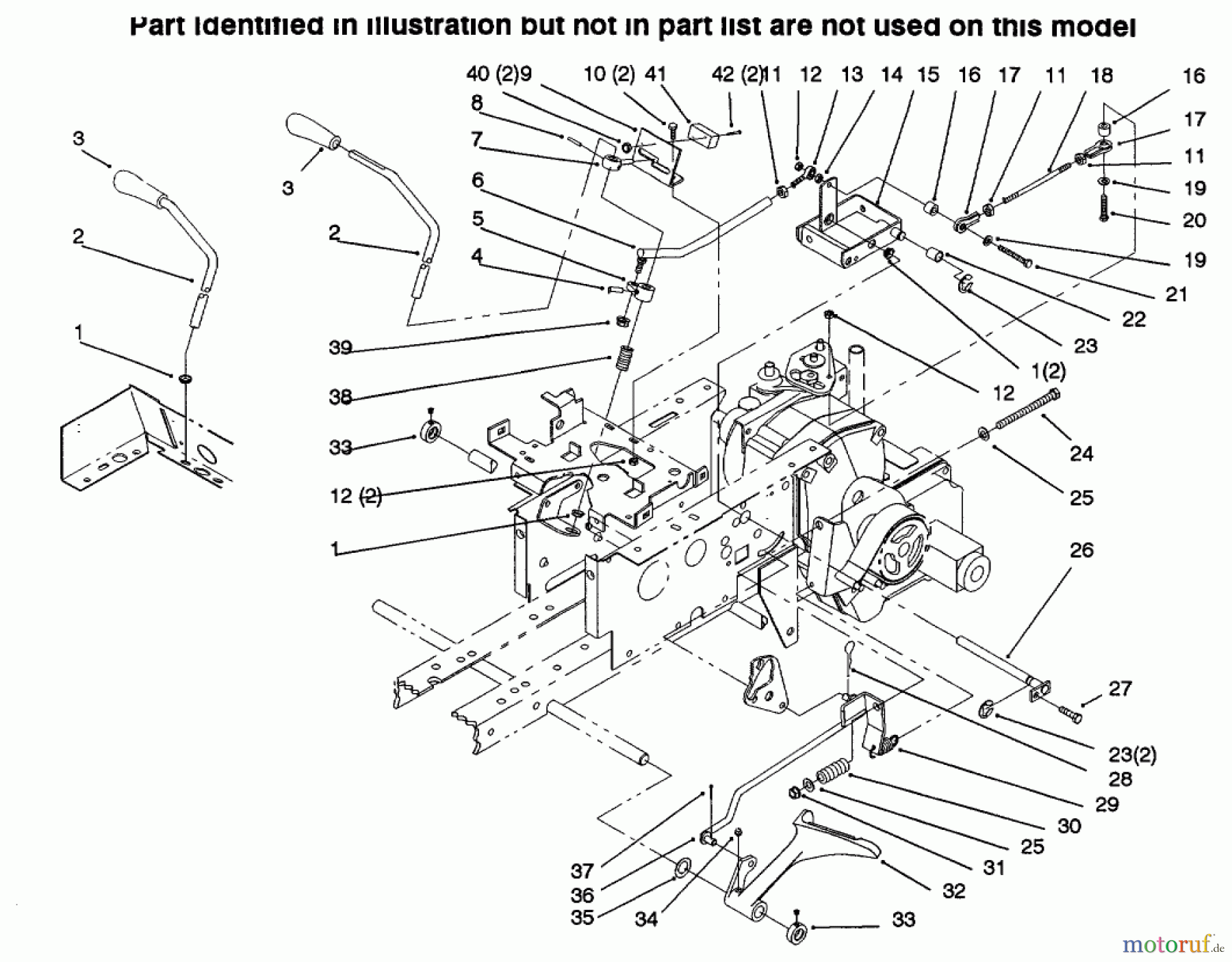 Toro Neu Mowers, Lawn & Garden Tractor Seite 1 73423 (416-H) - Toro 416-H Garden Tractor, 1996 (6900001-6999999) HYDRO CONTROLS, BRAKE