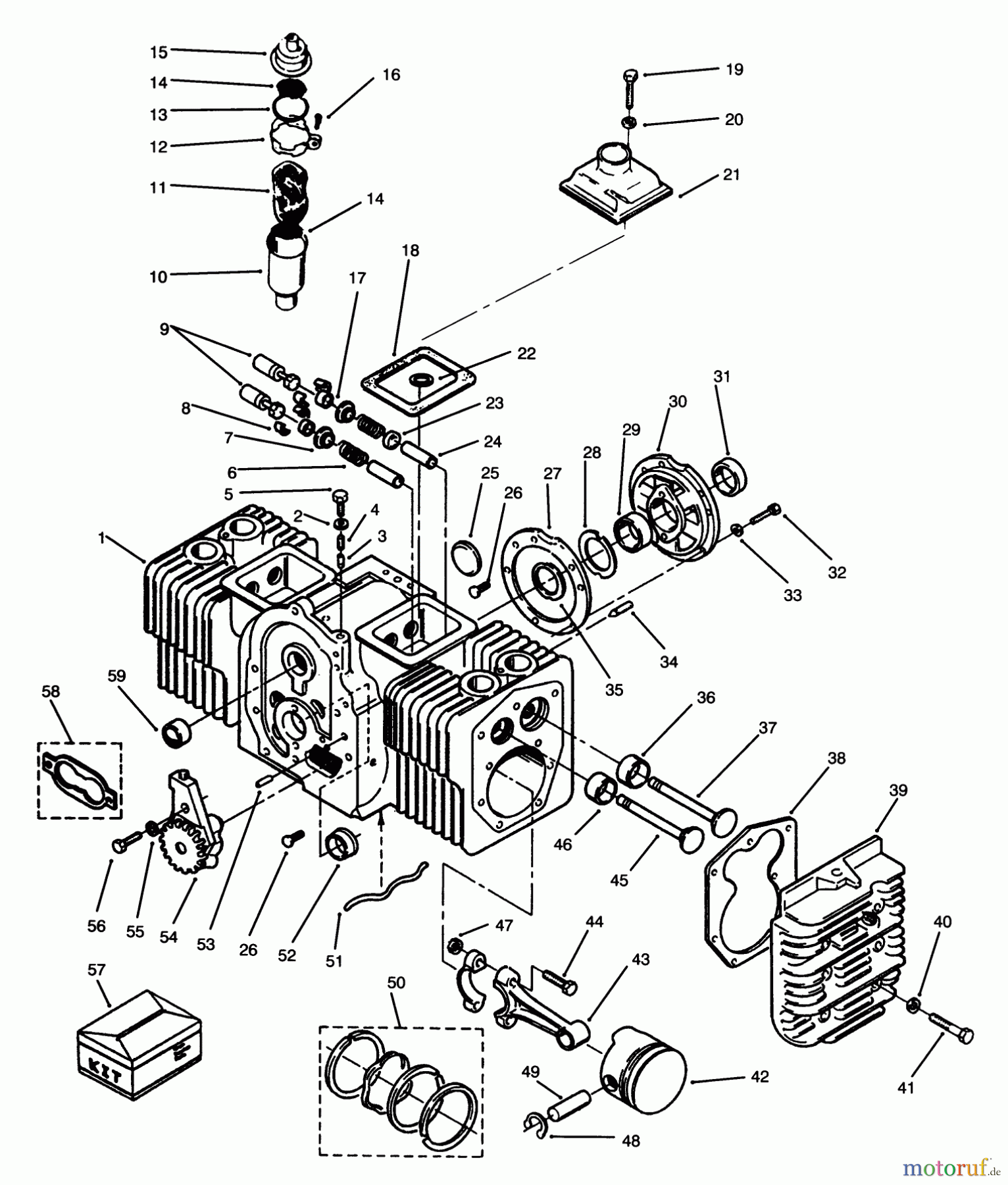  Toro Neu Mowers, Lawn & Garden Tractor Seite 1 73501 (520-H) - Toro 520-H Garden Tractor, 1994 (49000001-49999999) ENGINE CYLINDER BLOCK