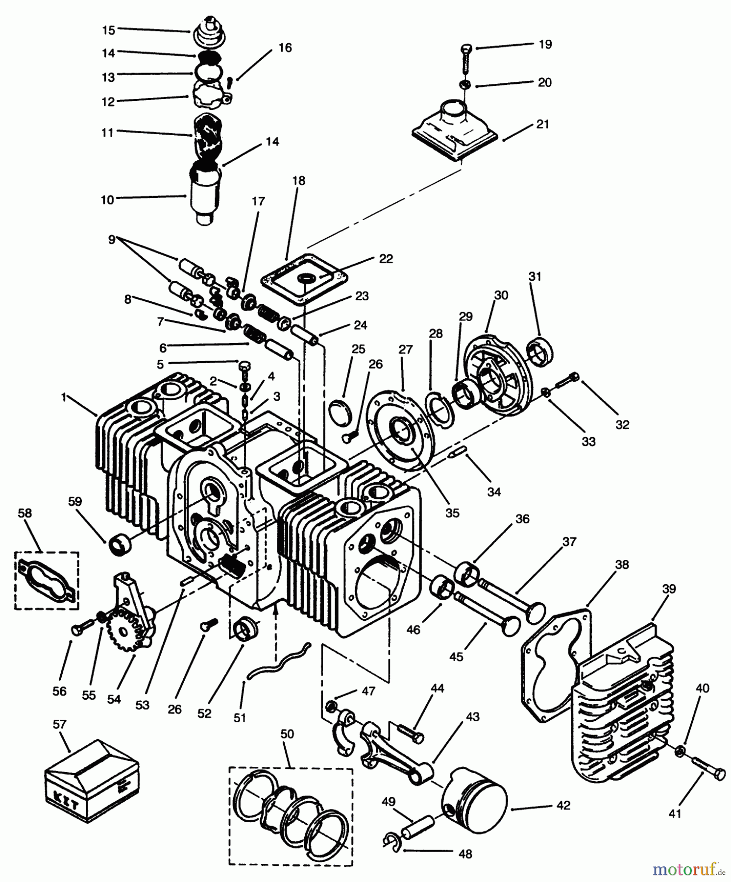  Toro Neu Mowers, Lawn & Garden Tractor Seite 1 73501 (520-H) - Toro 520-H Garden Tractor, 1995 (59002947-59999999) ENGINE CYLINDER BLOCK