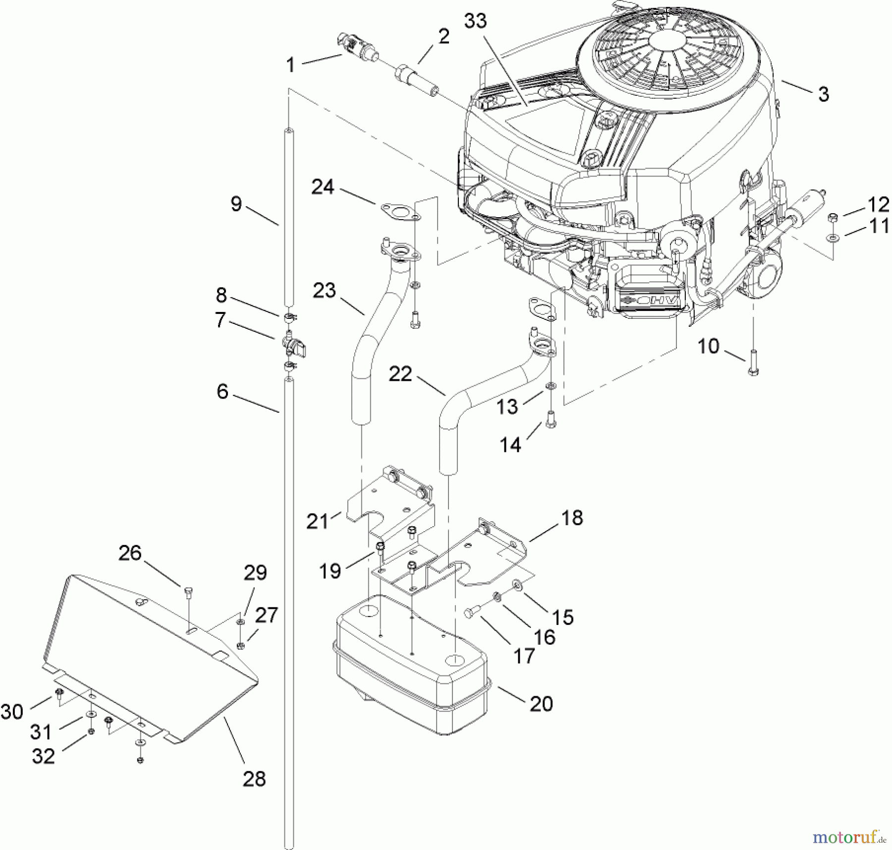  Toro Neu Mowers, Lawn & Garden Tractor Seite 1 74592 (DH 220) - Toro DH 220 Lawn Tractor, 2007 (270000652-270999999) ENGINE ASSEMBLY
