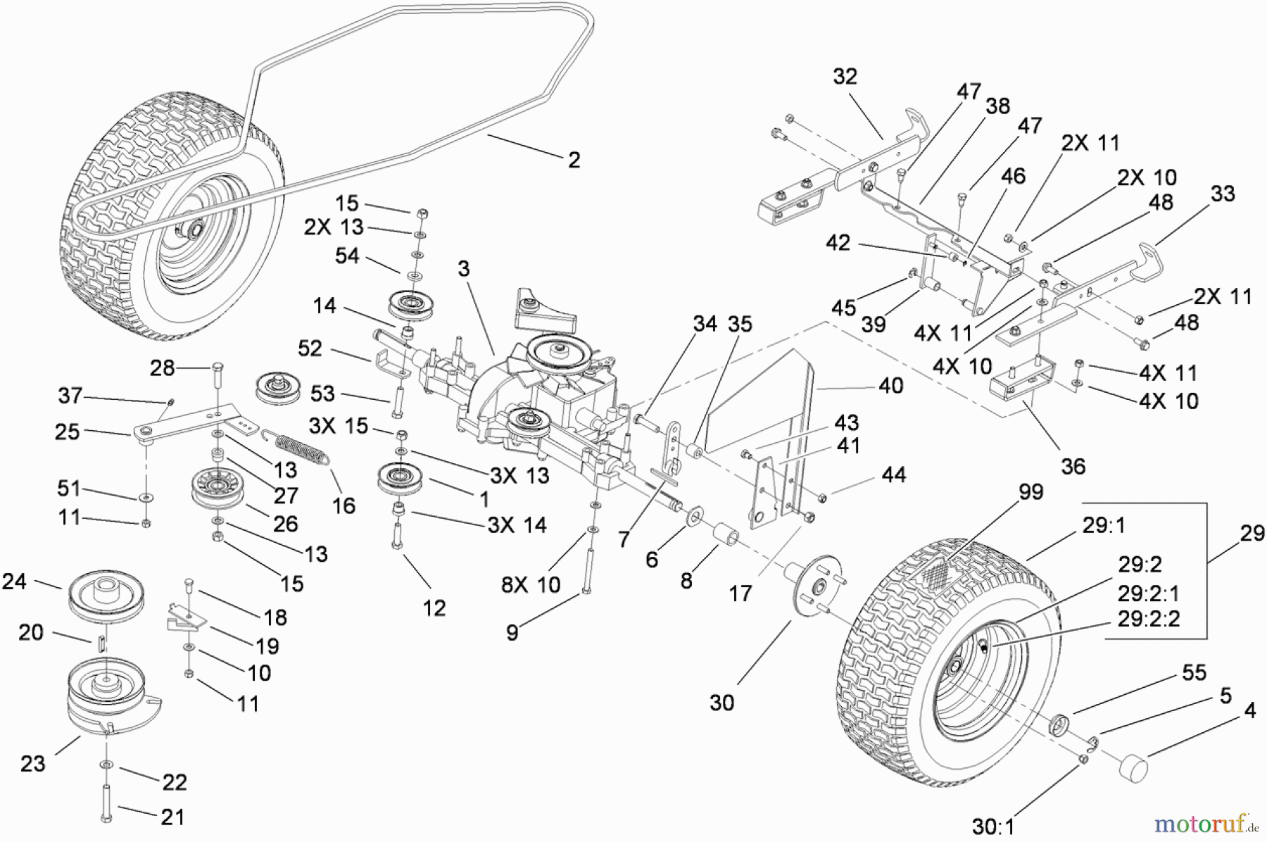  Toro Neu Mowers, Lawn & Garden Tractor Seite 1 74592 (DH 220) - Toro DH 220 Lawn Tractor, 2009 (290000001-290999999) TRANSMISSION ASSEMBLY