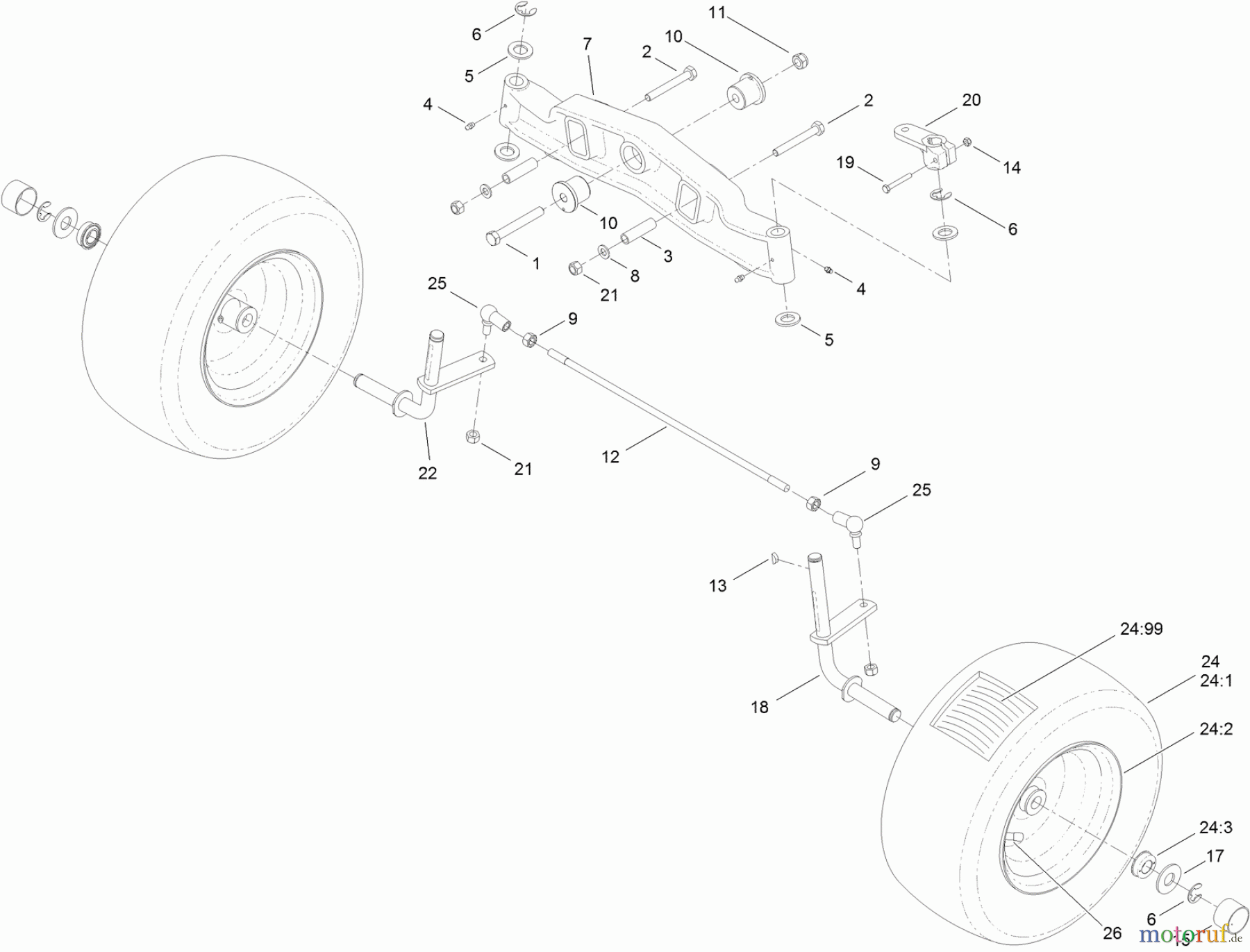  Toro Neu Mowers, Lawn & Garden Tractor Seite 1 74593 (DH 220) - Toro DH 220 Lawn Tractor, 2011 (311000001-311000400) FRONT AXLE ASSEMBLY