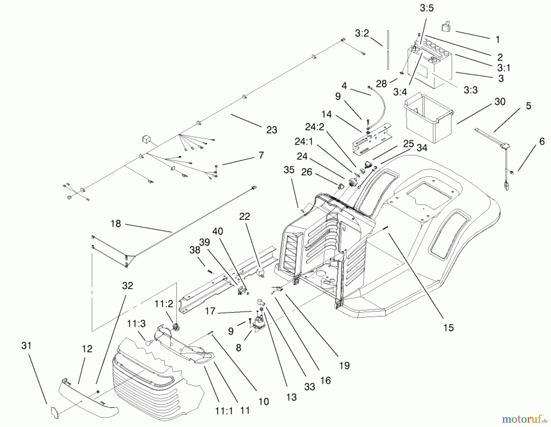  Toro Neu Mowers, Lawn & Garden Tractor Seite 1 77104 (16-38H) - Toro 16-38H Lawn Tractor, 2000 (200000001-200999999) ELECTRICAL COMPONENTS ASSEMBLY