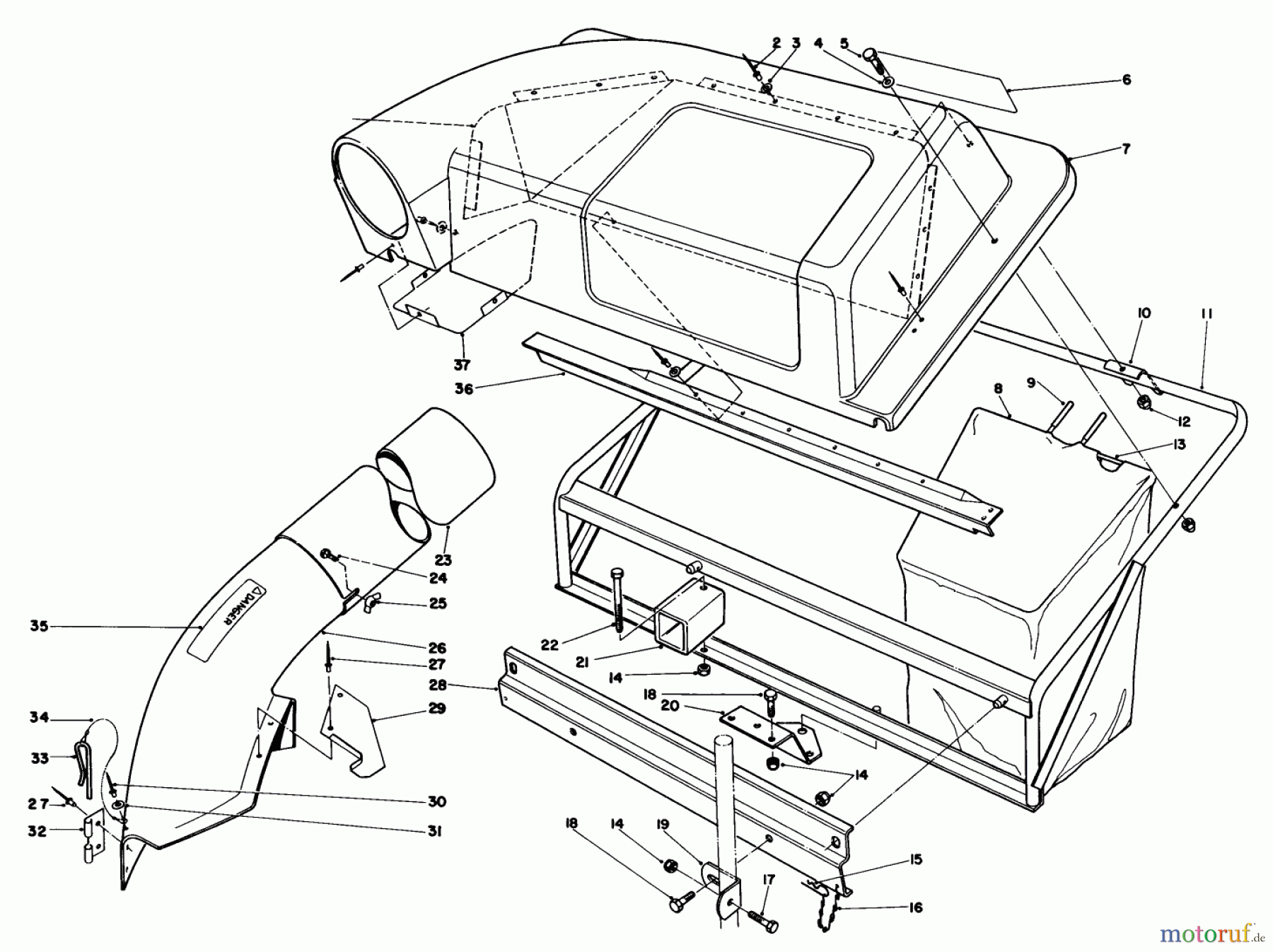 Toro Neu Mowers, Rear-Engine Rider 56138 (8-32) - Toro 8-32 Rear Engine Rider, 1984 (4000001-4999999) TWIN BAGGER GLASS CATCHER MODEL NO. 59122 (OPTIONAL)