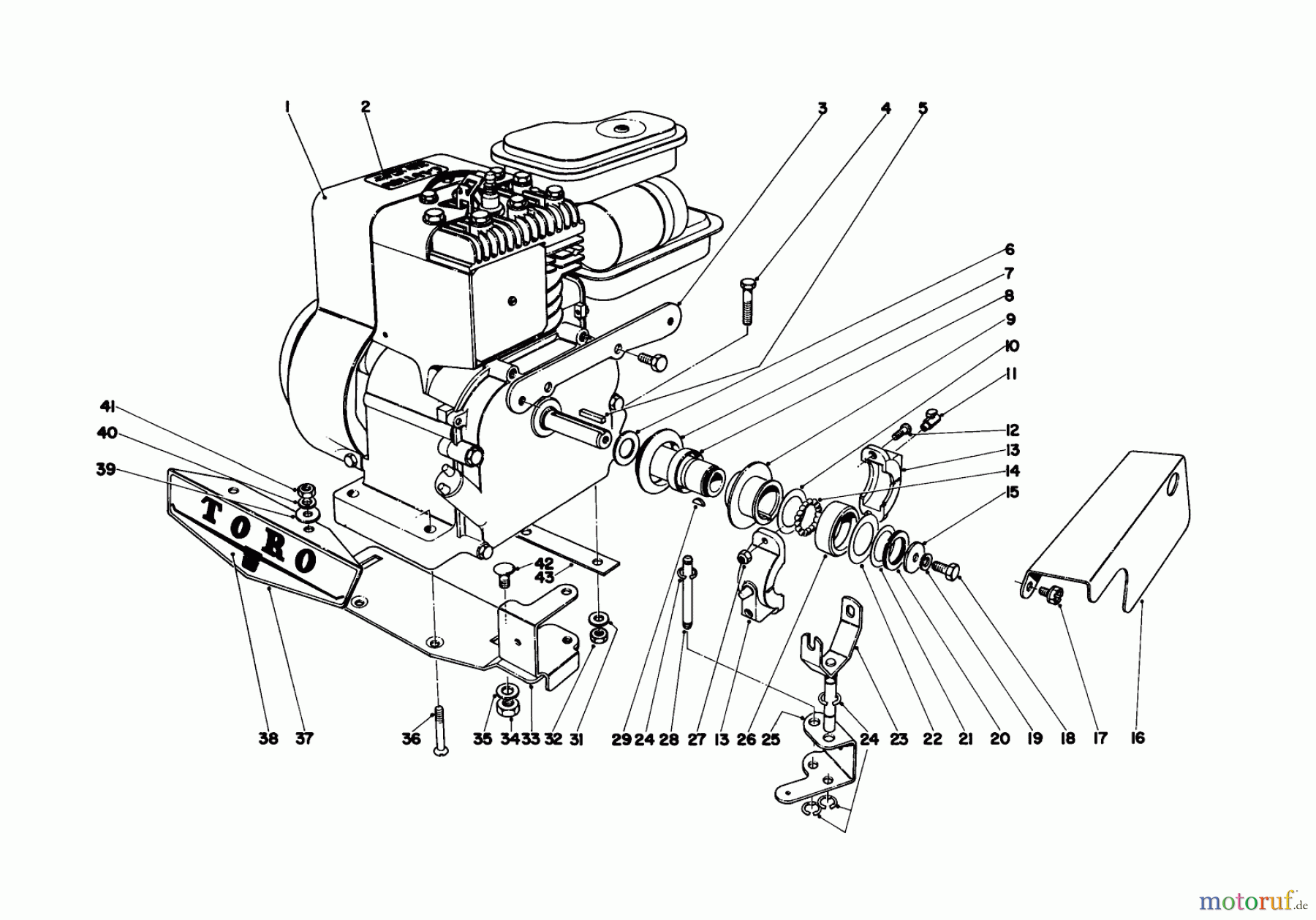  Toro Neu Mowers, Walk-Behind Seite 1 10313 - Toro Sportlawn Lawnmower, 1968 (8000001-8999999) ENGINE ASSEMBLY