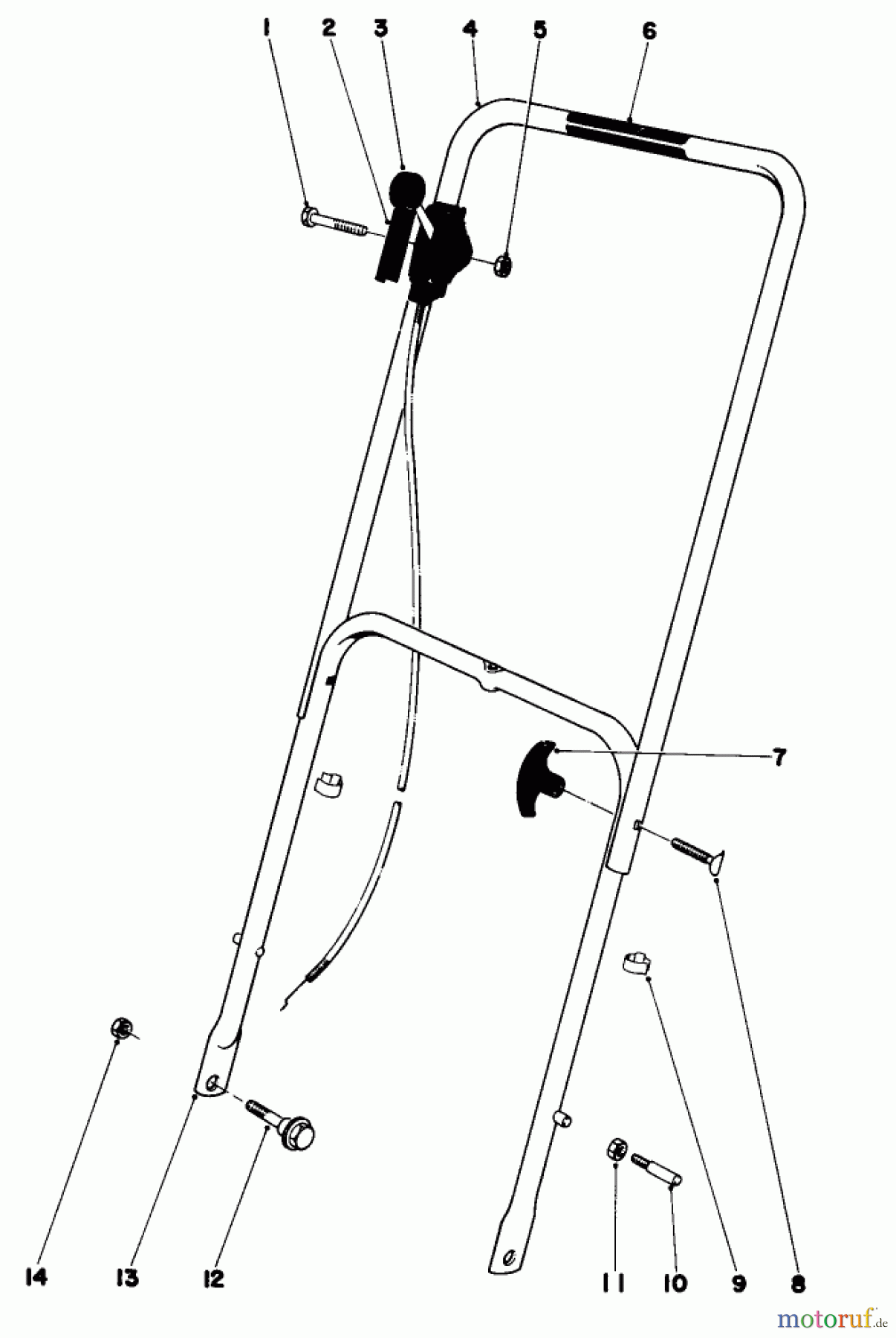  Toro Neu Mowers, Walk-Behind Seite 1 16113 - Toro Whirlwind II Lawnmower, 1979 (9000001-9999999) HANDLE ASSEMBLY MODEL 16009 AND 16113