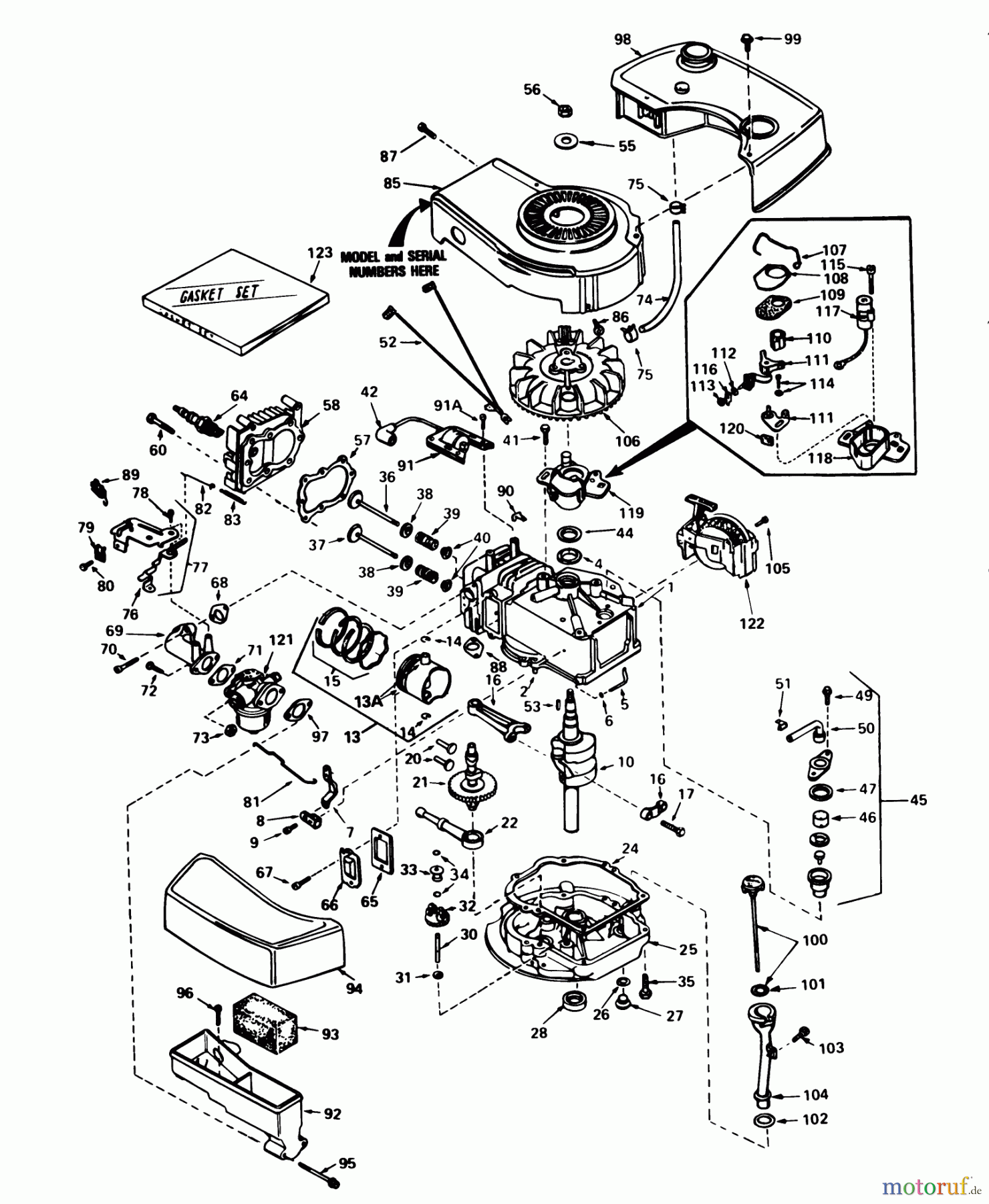  Toro Neu Mowers, Walk-Behind Seite 1 16297 - Toro Lawnmower, 1982 (2000001-2999999) ENGINE TECUMSEH MODEL NO. TNT 100-10080D