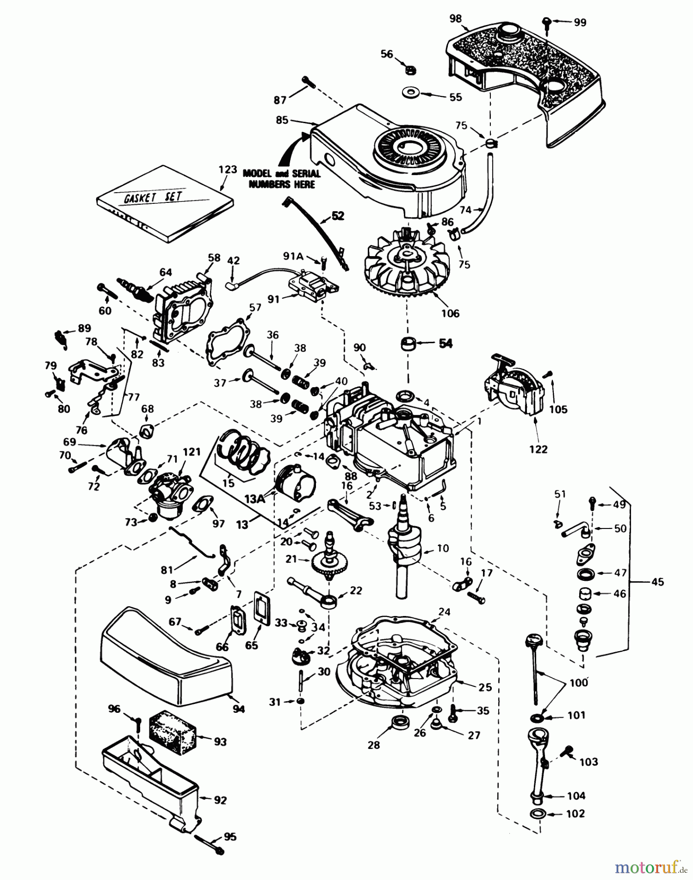  Toro Neu Mowers, Walk-Behind Seite 1 16165 - Toro Lawnmower, 1983 (3000001-3999999) ENGINE TECUMSEH MODEL NO. TNT 100-10077E