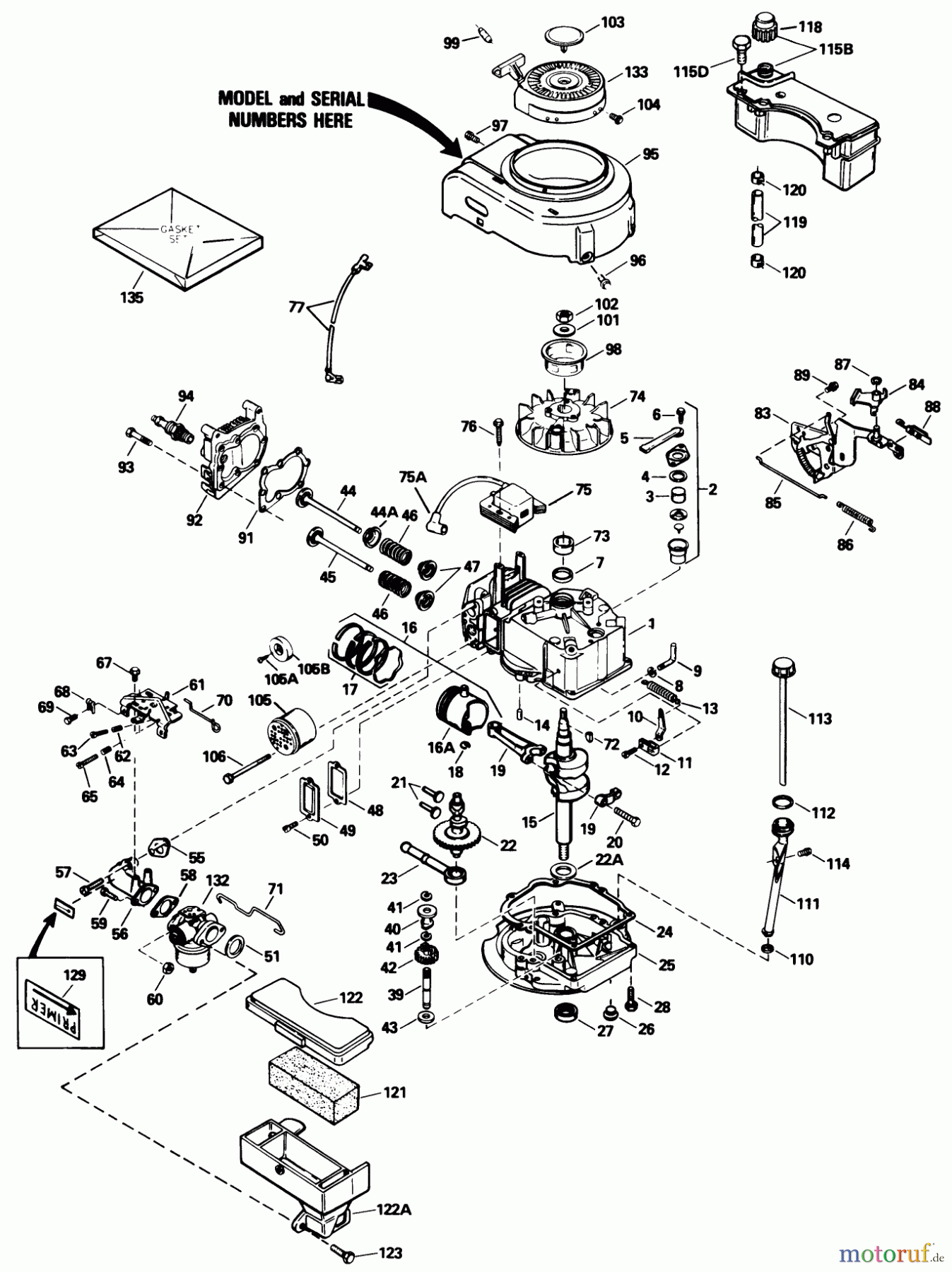  Toro Neu Mowers, Walk-Behind Seite 1 16776 - Toro Lawnmower, 1990 (0000001-0999999) ENGINE TECUMSEH MODEL NO. TVS100-44021B