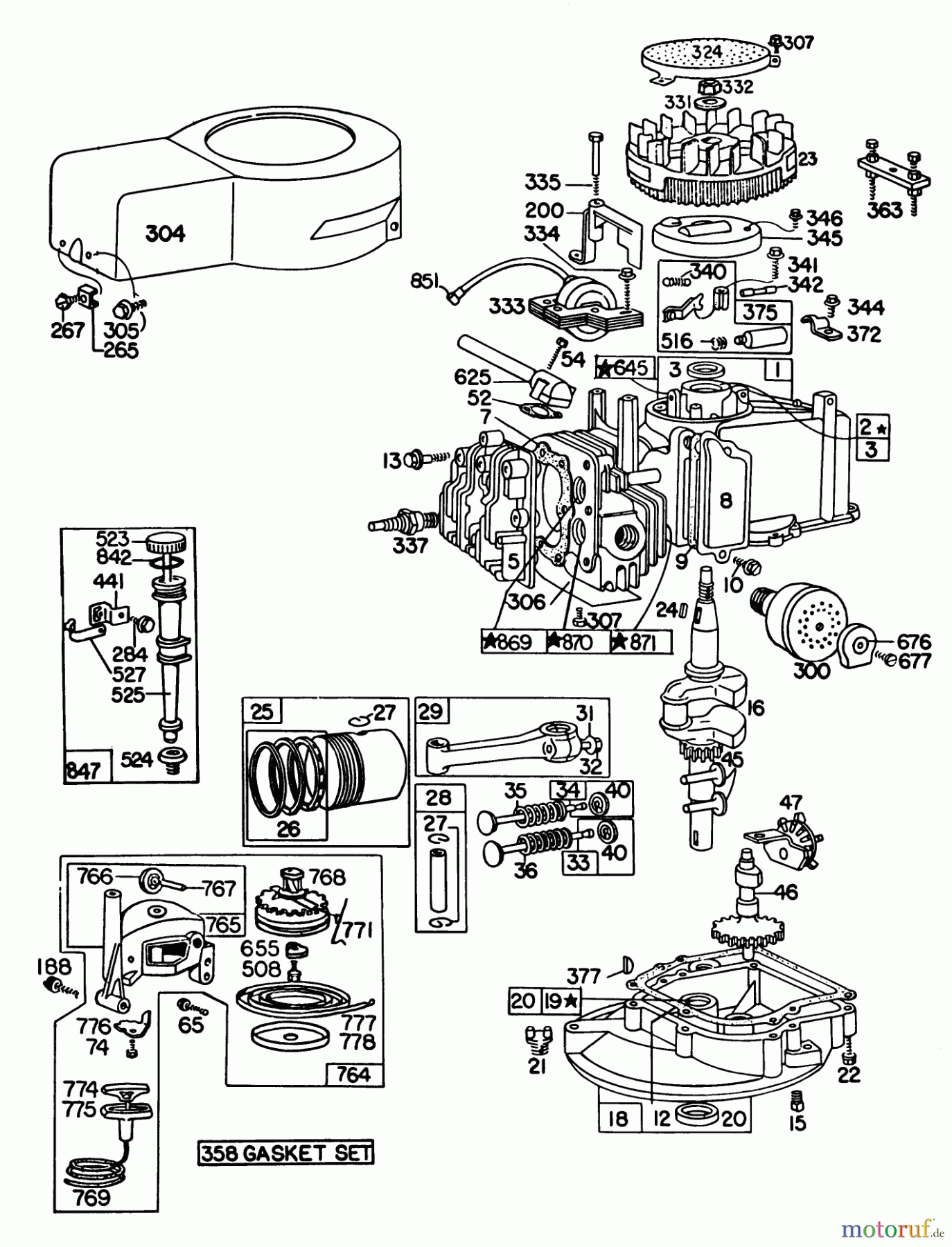 Toro Neu Mowers, Walk-Behind Seite 1 16320 - Toro Lawnmower, 1980 (0000001-0999999) ENGINE BRIGGS & STRATTON MODEL 92908-2052-01 #2