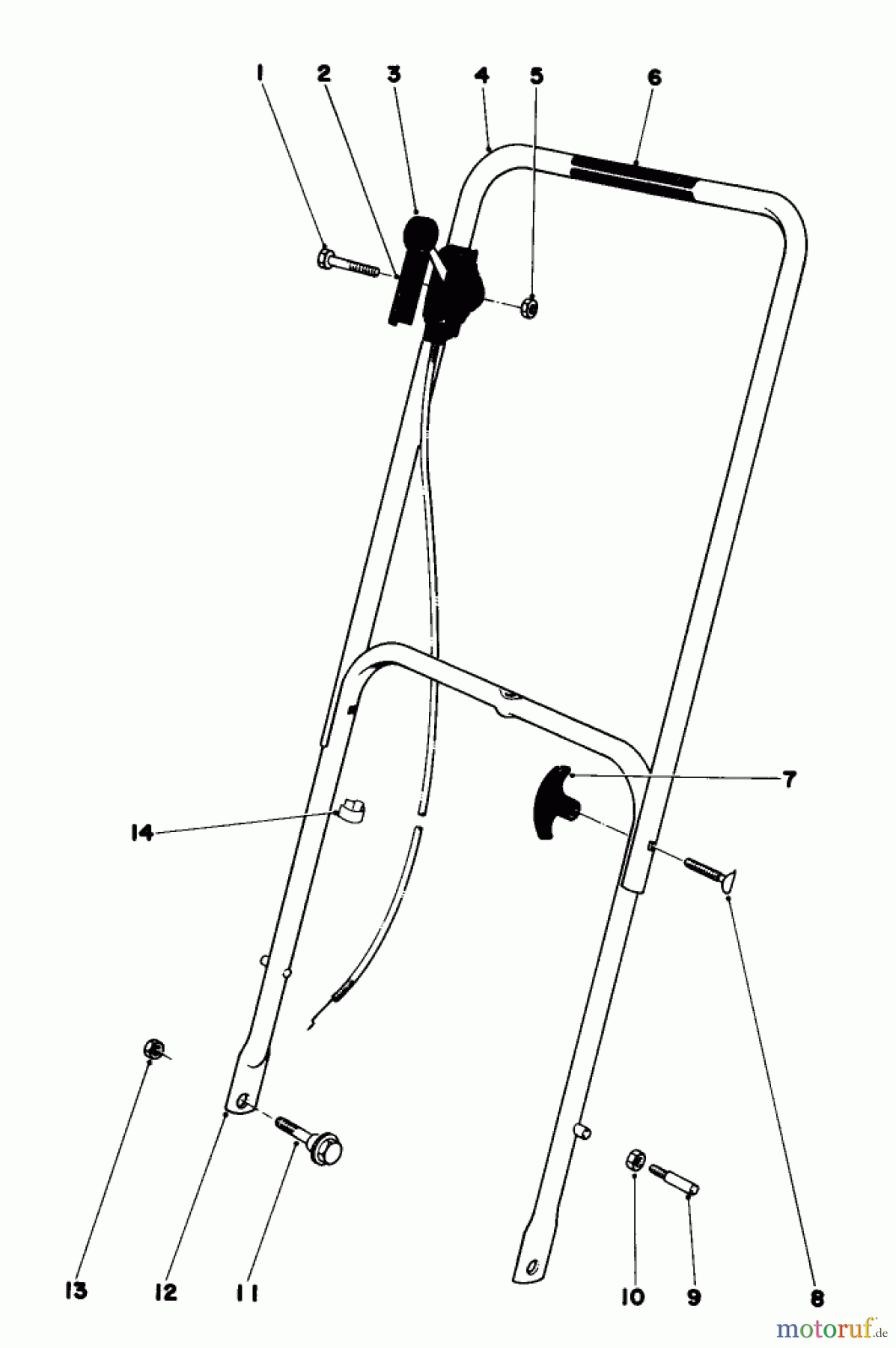  Toro Neu Mowers, Walk-Behind Seite 1 16360 - Toro Whirlwind, 1979 (9000001-9999999) HANDLE ASSEMBLY MODEL 16360 AND 16370