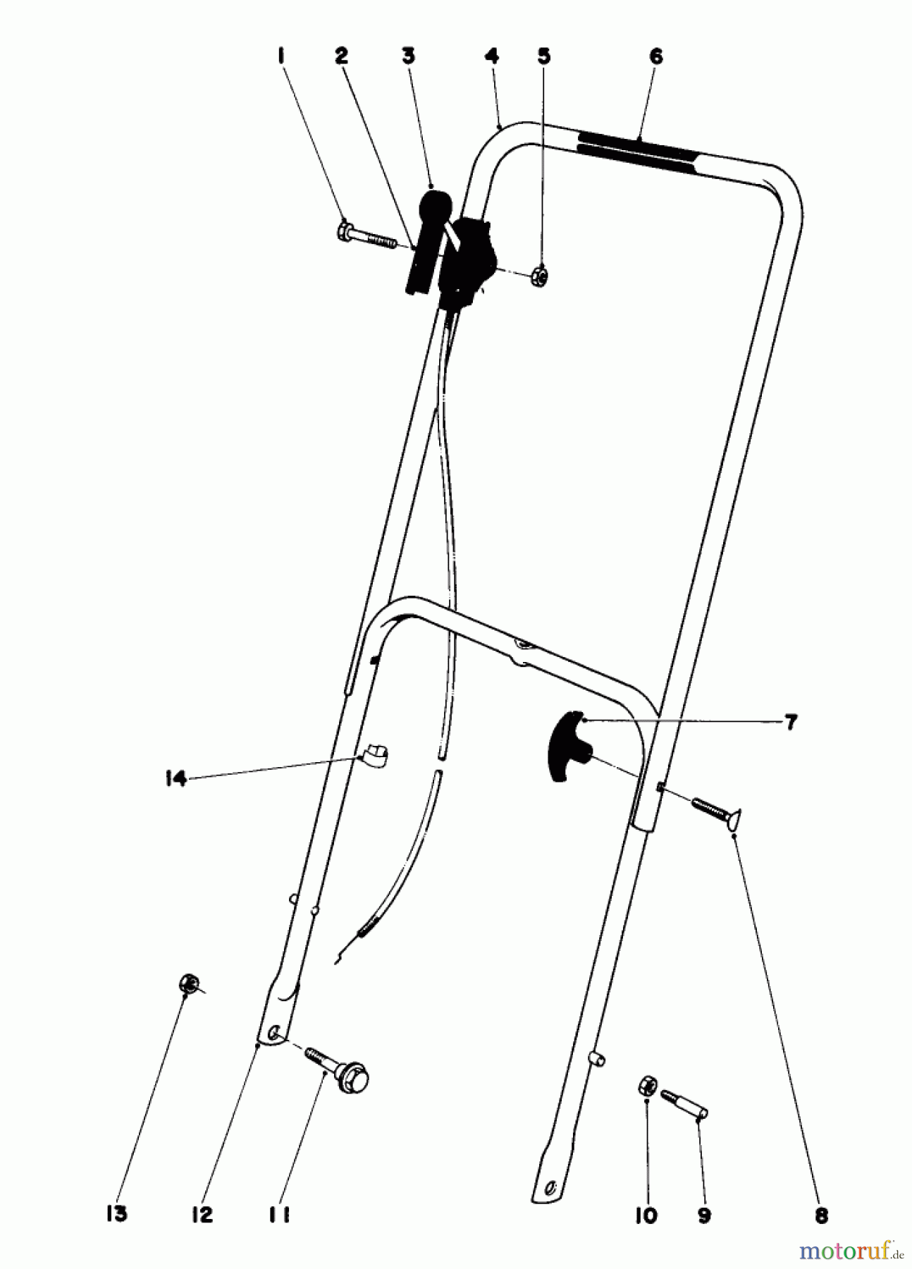  Toro Neu Mowers, Walk-Behind Seite 1 16360 - Toro Whirlwind, 1980 (0000001-0999999) HANDLE ASSEMBLY