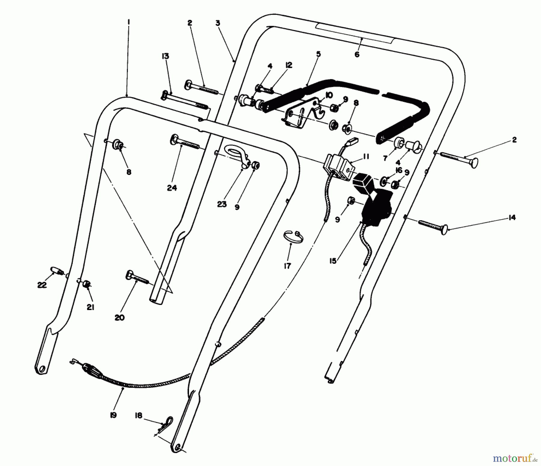  Toro Neu Mowers, Walk-Behind Seite 1 16400 - Toro Lawnmower, 1991 (1000001-1999999) HANDLE ASSEMBLY
