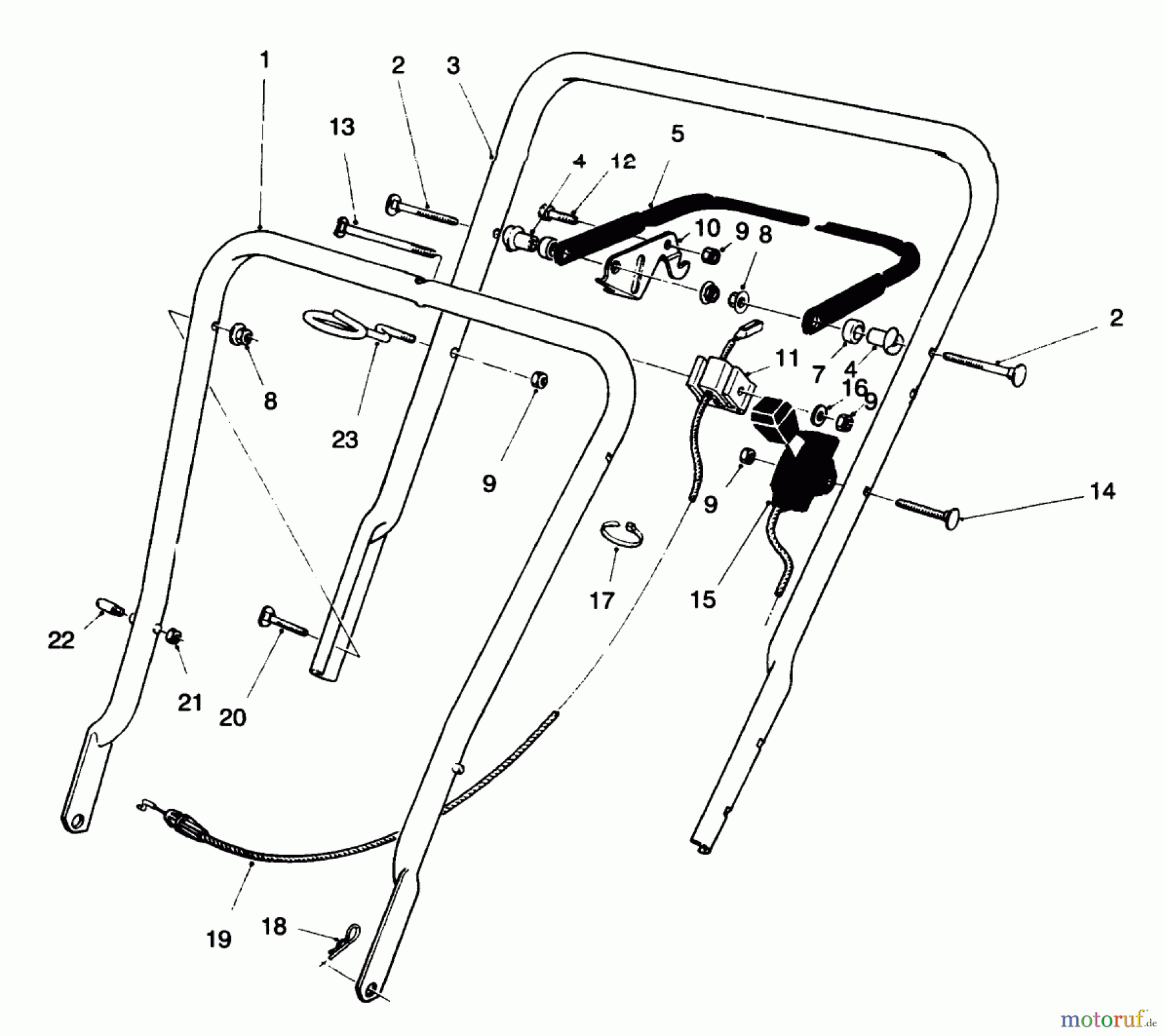  Toro Neu Mowers, Walk-Behind Seite 1 16400 - Toro Lawnmower, 1996 (6900001-6999999) HANDLE ASSEMBLY
