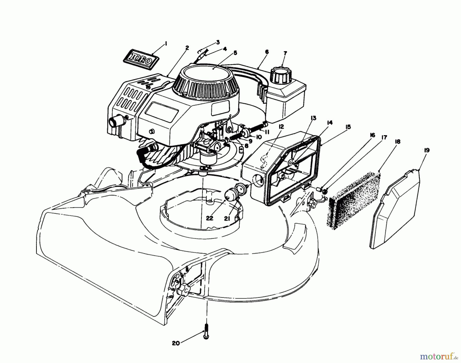  Toro Neu Mowers, Walk-Behind Seite 1 16585C - Toro Lawnmower, 1988 (8000001-8999999) ENGINE ASSEMBLY