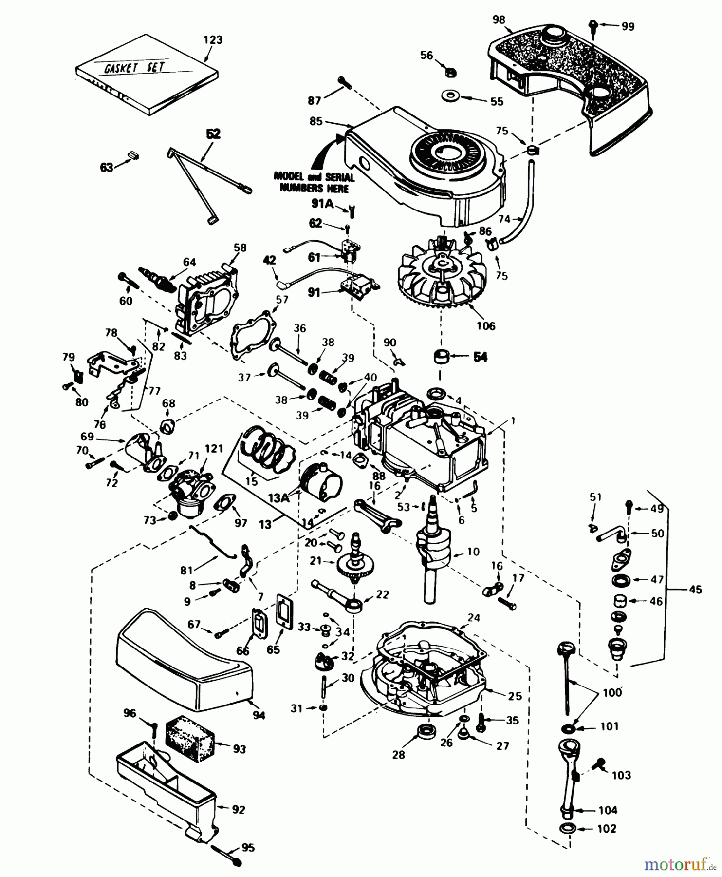  Toro Neu Mowers, Walk-Behind Seite 1 16770 - Toro Lawnmower, 1983 (3000001-3999999) ENGINE TECUMSEH MODEL NO. TNT 100-10084E
