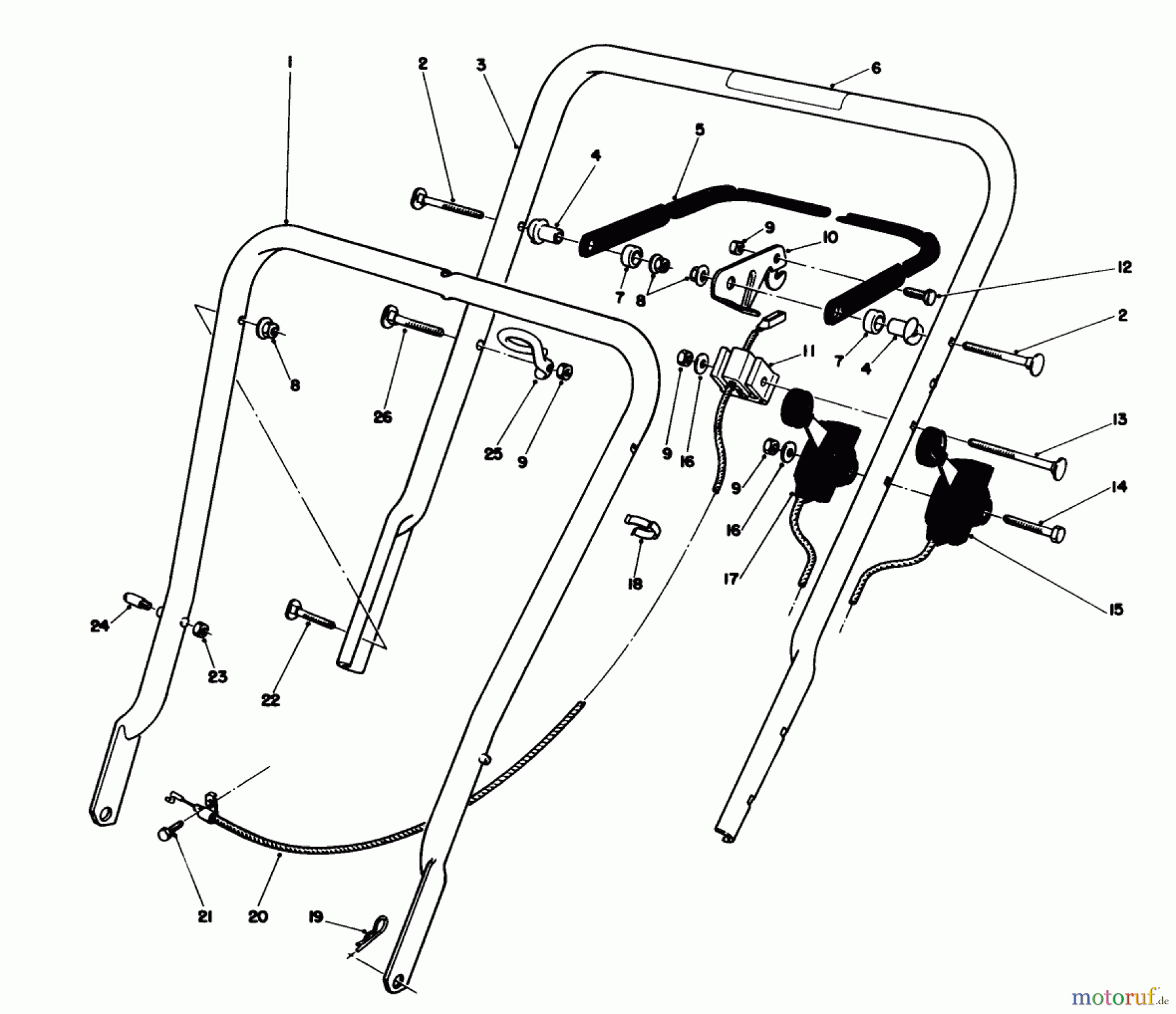  Toro Neu Mowers, Walk-Behind Seite 1 16775 - Toro Lawnmower, 1987 (7000001-7999999) HANDLE ASSEMBLY