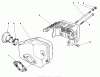 Toro 16785 - Lawnmower, 1987 (7000001-7999999) Spareparts MUFFLER ASSEMBLY (ENGINE NO. 47PF5)(ENGINE NO. 47PG6)