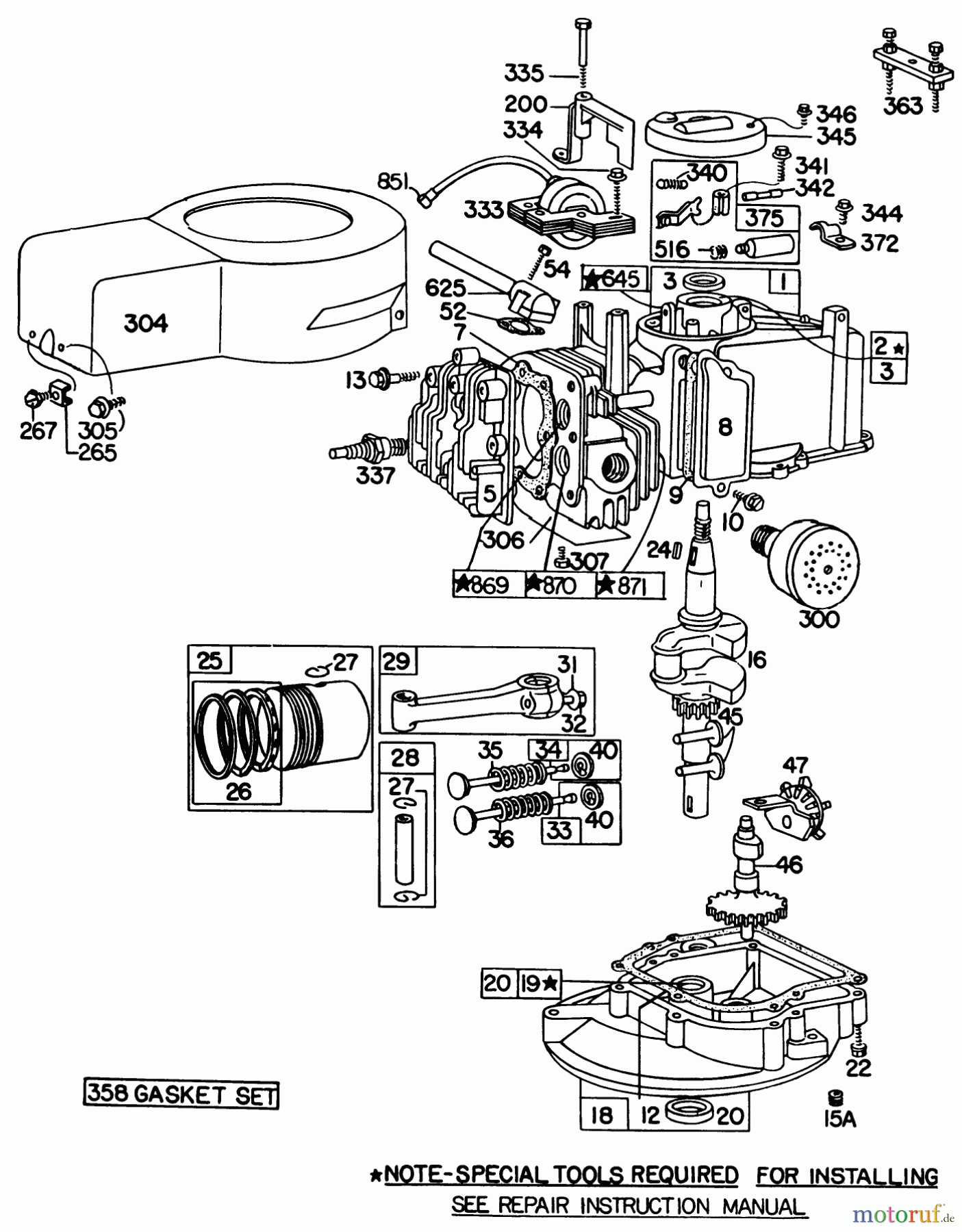  Toro Neu Mowers, Walk-Behind Seite 1 16880 - Toro Lawnmower, 1980 (0000001-0999999) BRIGGS & STRATTON ENGINE MODEL NO. 92908-2055-01