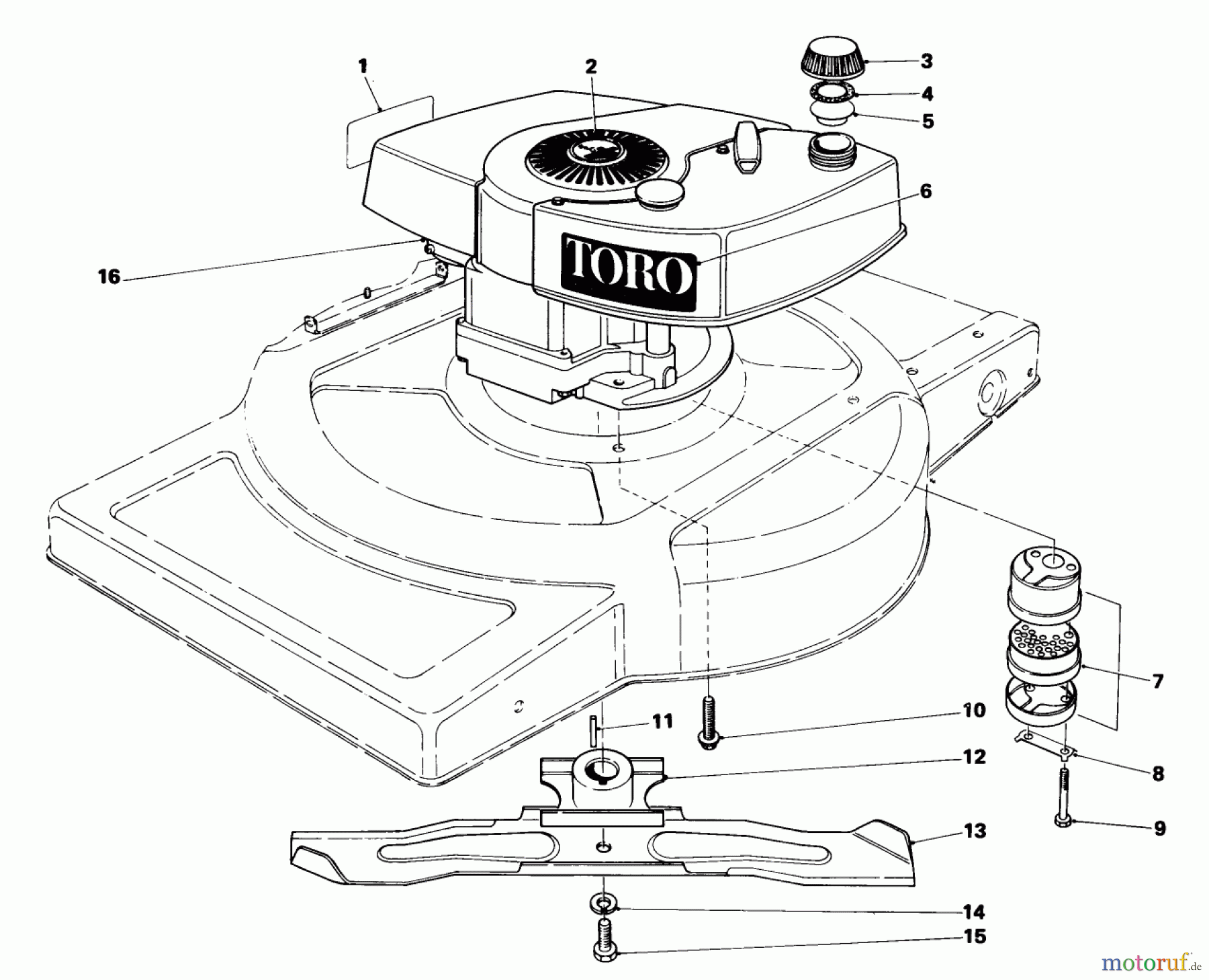  Toro Neu Mowers, Walk-Behind Seite 1 18010 - Toro Lawnmower, 1981 (1000001-1999999) ENGINE ASSEMBLY (MODEL 18005)