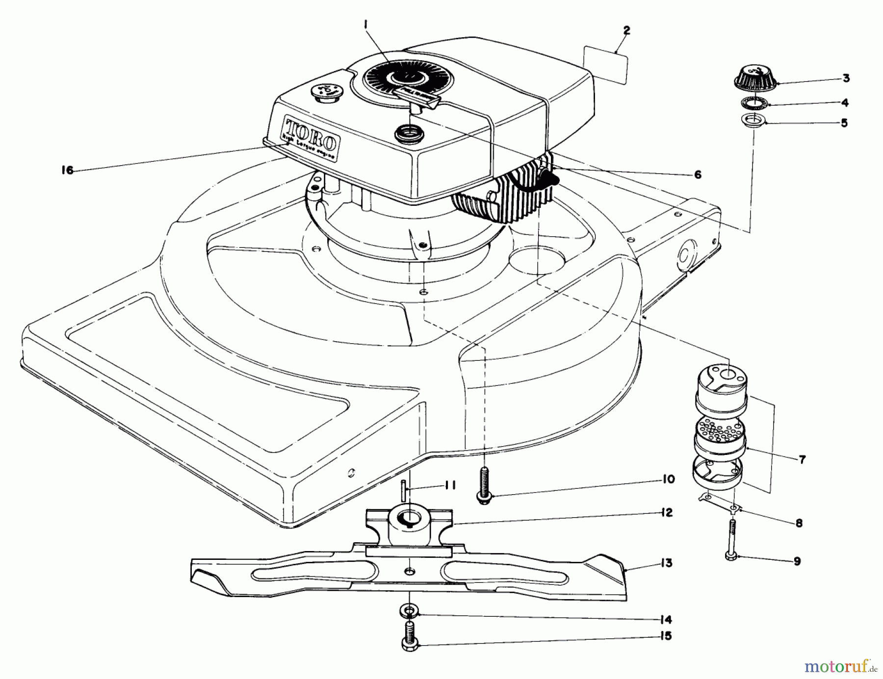  Toro Neu Mowers, Walk-Behind Seite 1 18060 - Toro Lawnmower, 1978 (8000001-8999999) ENGINE ASSEMBLY MODEL 18015