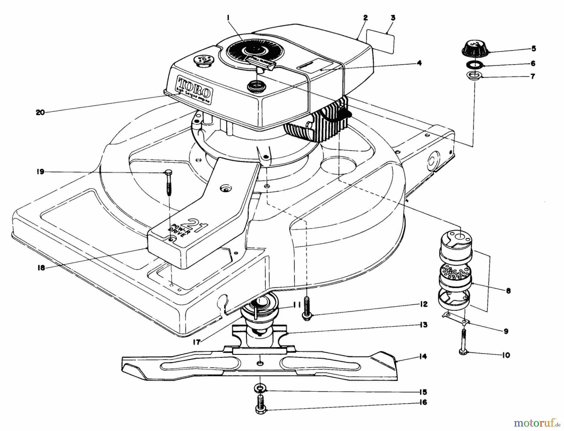  Toro Neu Mowers, Walk-Behind Seite 1 18060 - Toro Lawnmower, 1978 (8000001-8999999) ENGINE ASSEMBLY MODEL 18060