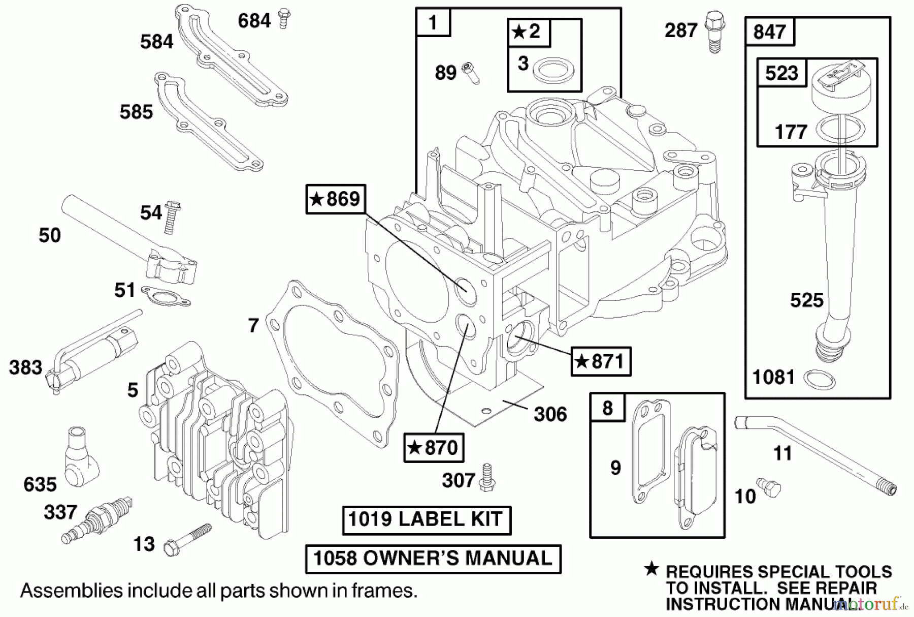  Toro Neu Mowers, Walk-Behind Seite 1 20028 - Toro Recycler Mower, 1999 (9900001-9999999) ENGINE BRIGGS & STRATTON MODEL 12J802-2368-E1 #1