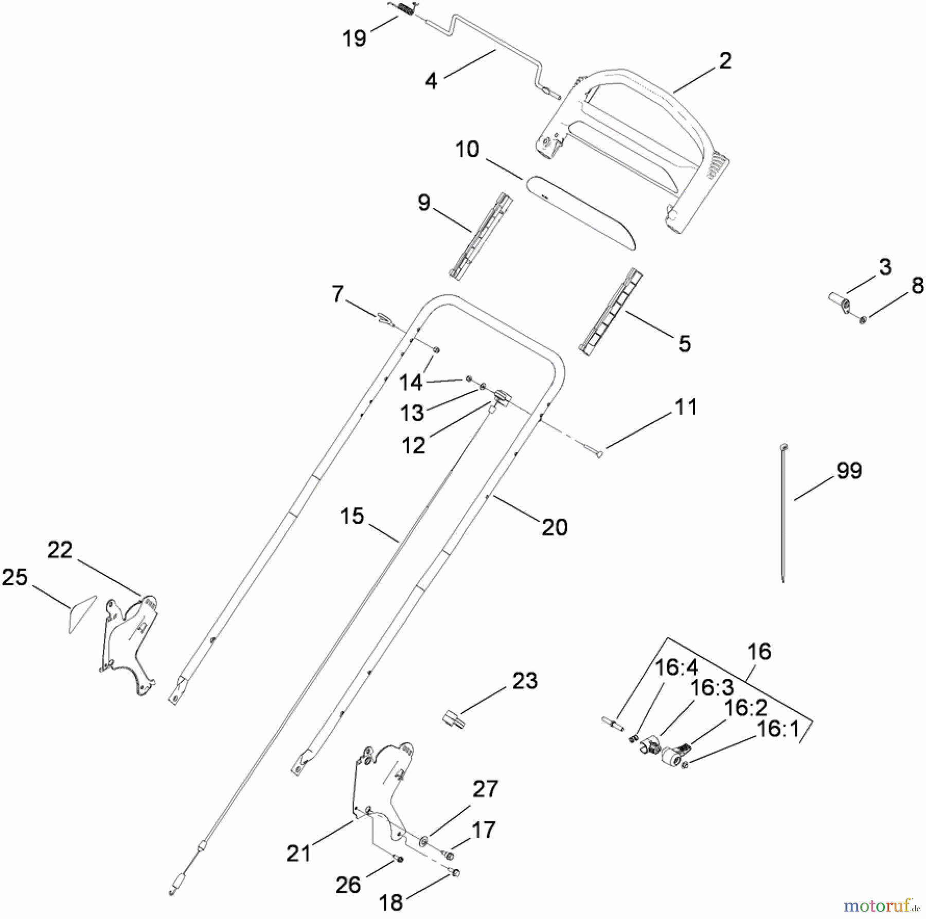  Toro Neu Mowers, Walk-Behind Seite 1 20093 - Toro Super Recycler Lawn Mower, 2009 (290000001-290999999) HANDLE AND CONTROL ASSEMBLY