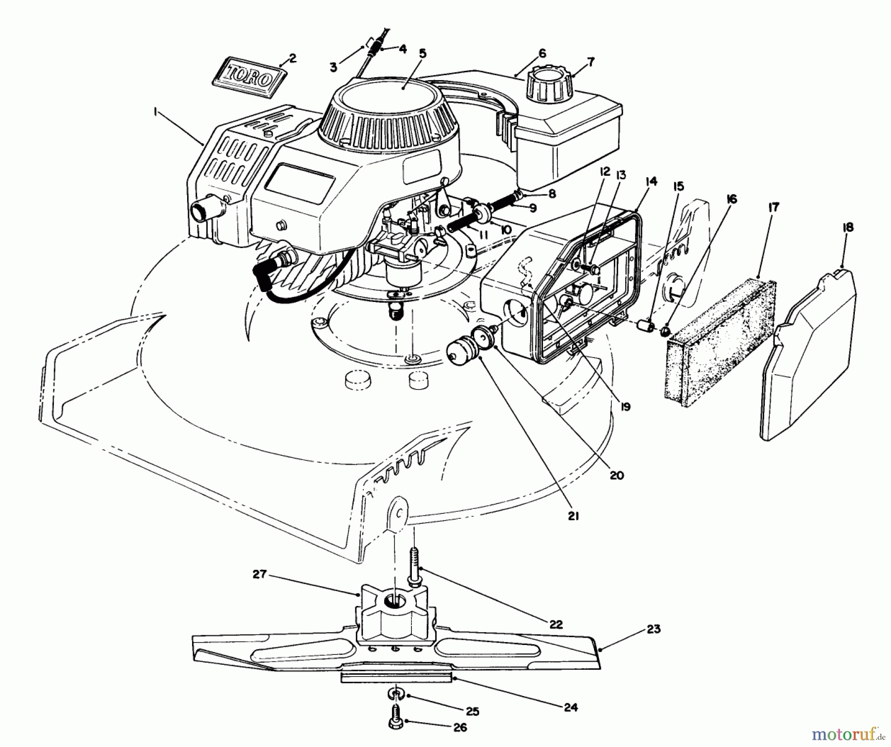  Toro Neu Mowers, Walk-Behind Seite 1 20103 - Toro Lawnmower, 1991 (1000001-1999999) ENGINE ASSEMBLY