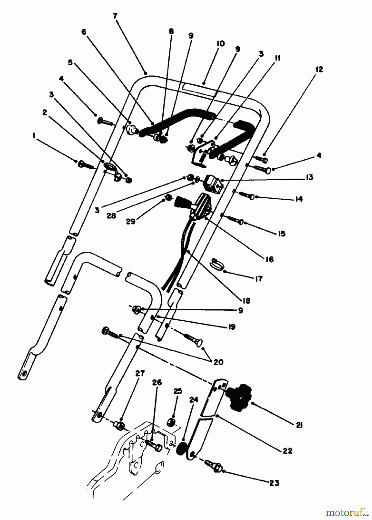  Toro Neu Mowers, Walk-Behind Seite 1 20212 - Toro Lawnmower, 1991 (1000001-1999999) HANDLE & THROTTLE CONTROL ASSEMBLY