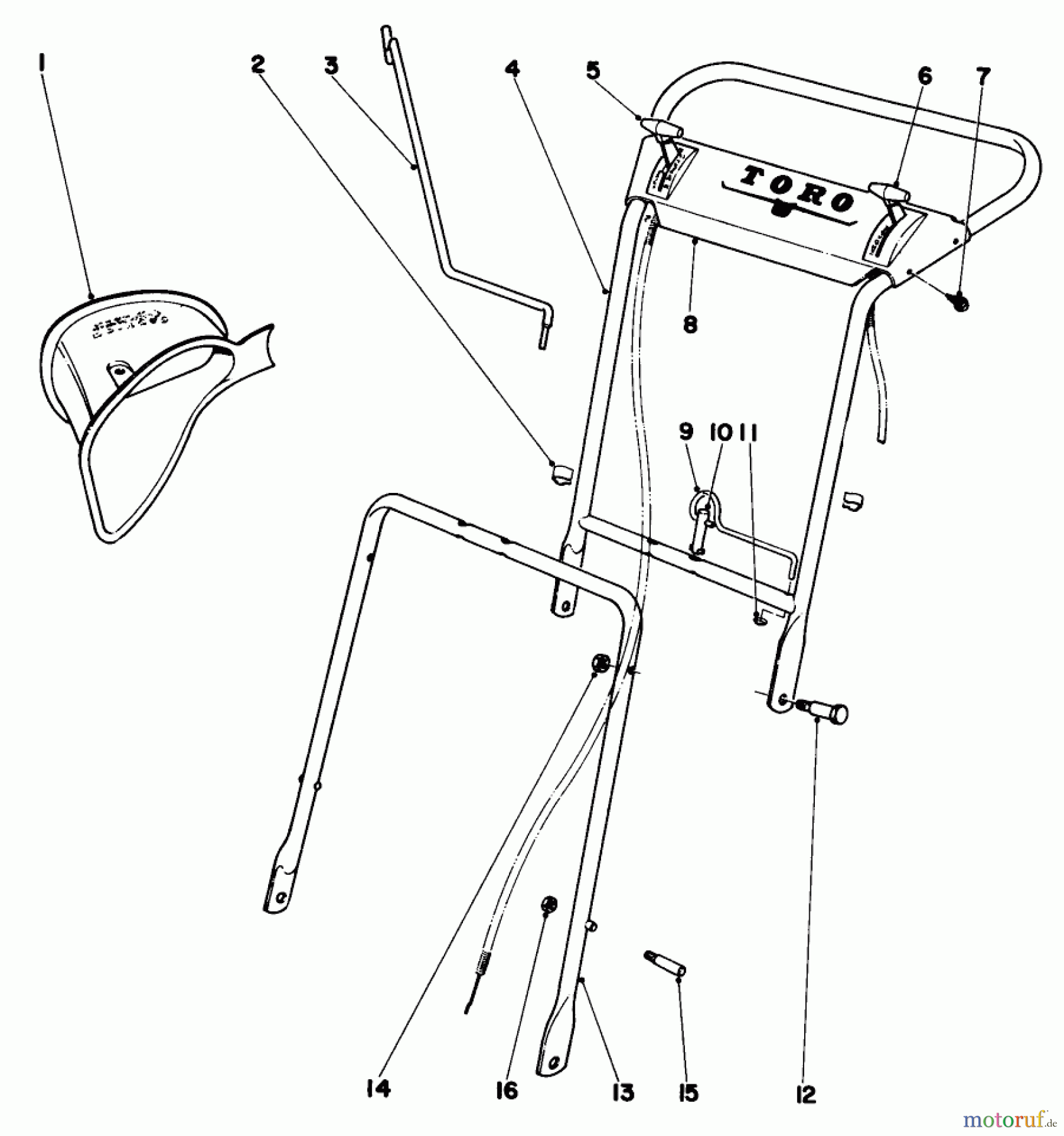  Toro Neu Mowers, Walk-Behind Seite 1 20227 - Toro Whirlwind Lawnmower, 1970 (0000001-0999999) FOLDING HANDLE