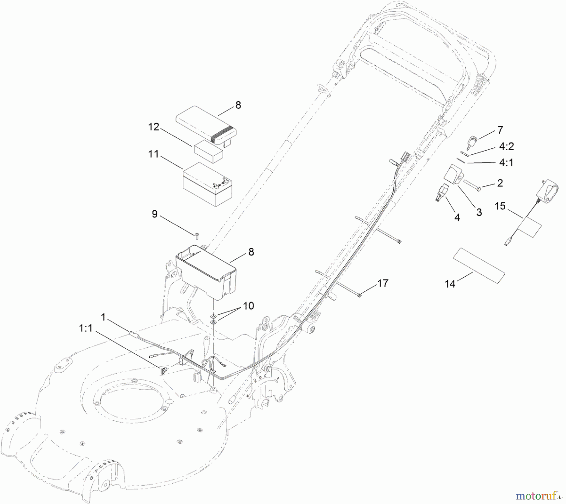  Toro Neu Mowers, Walk-Behind Seite 1 20384 - Toro Super Recycler Lawn Mower, 2012 (SN 312000001-312999999) ELECTRICAL ASSEMBLY