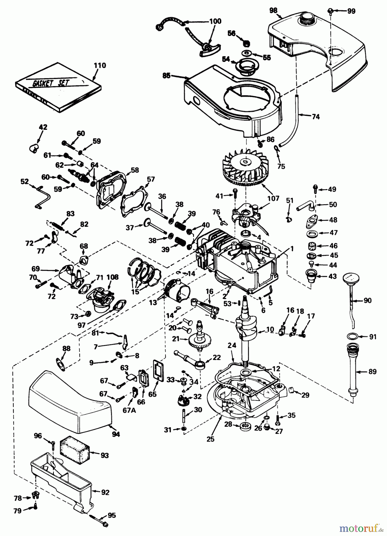  Toro Neu Mowers, Walk-Behind Seite 1 20440 - Toro Lawnmower, 1974 (4000001-4999999) ENGINE MODEL NO. TNT 120-12001 (MOWER MODEL NO. 20660)
