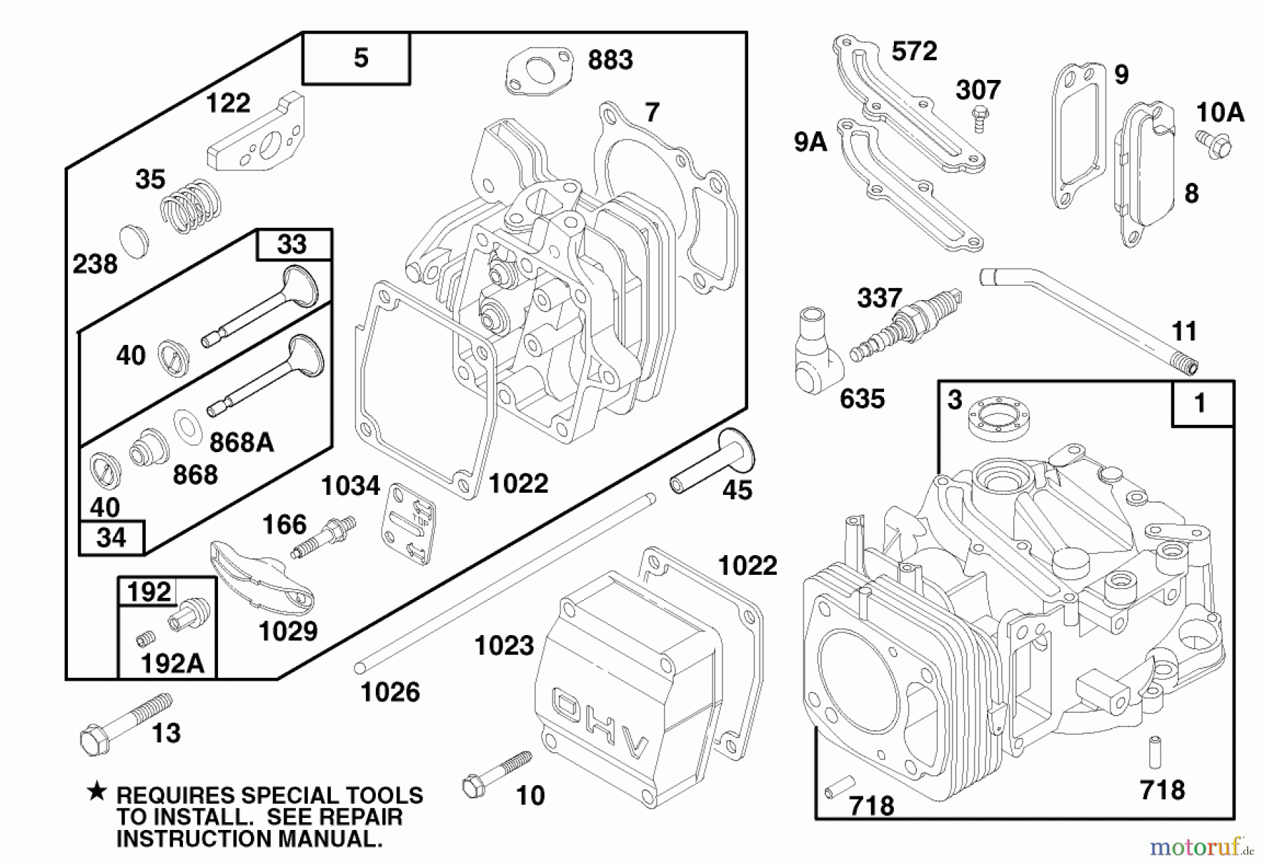  Toro Neu Mowers, Walk-Behind Seite 1 20465 - Toro Lawnmower, 1996 (6900001-6999999) ENGINE GTS 150 (MODEL NO. 20466 ONLY) #1