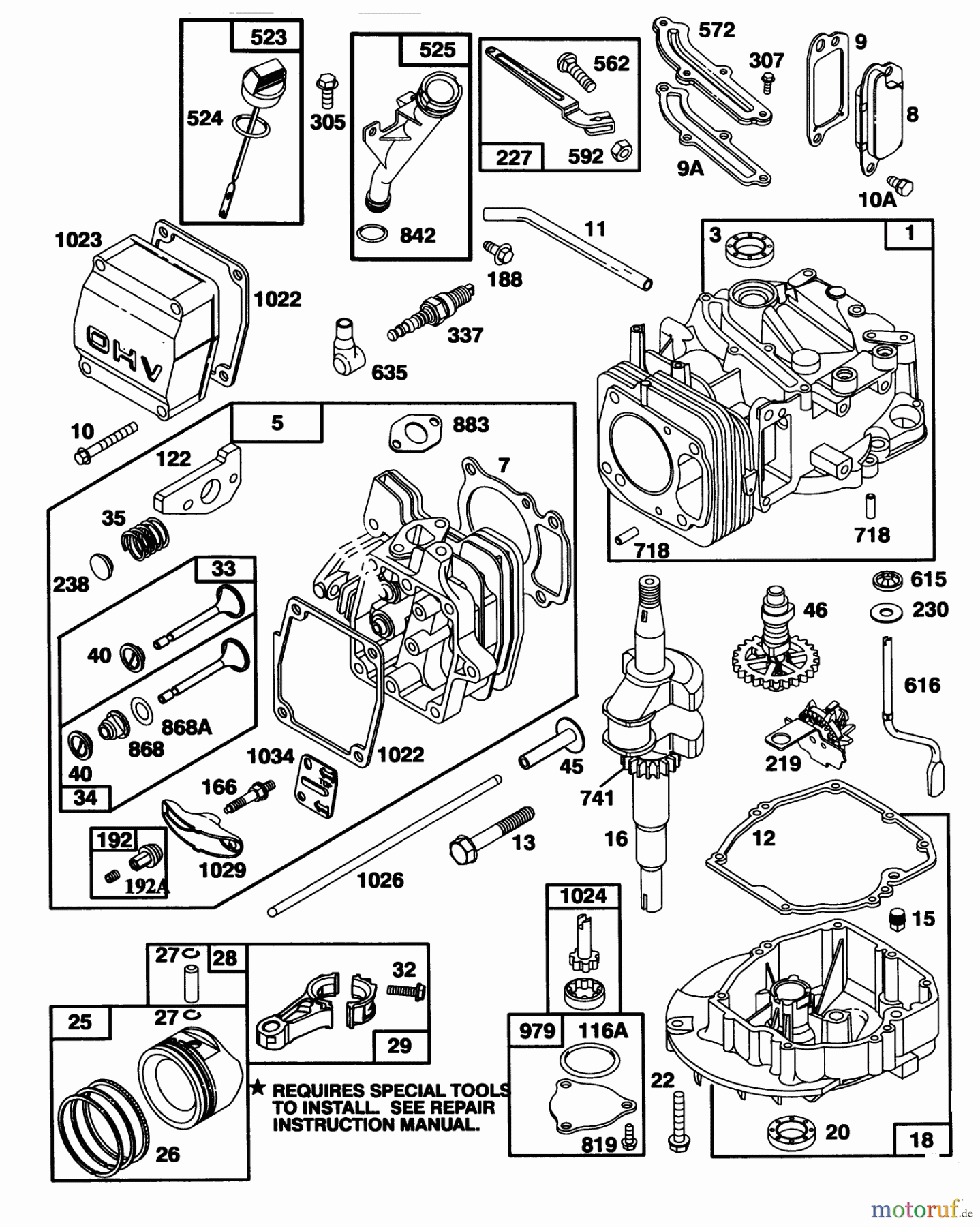  Toro Neu Mowers, Walk-Behind Seite 1 20466 - Toro Super Recycler Lawnmower, 1995 (5900001-5999999) ENGINE GTS-150 (MODEL NO. 20465 ONLY)(MODEL NO. 97772-0110-02) #1