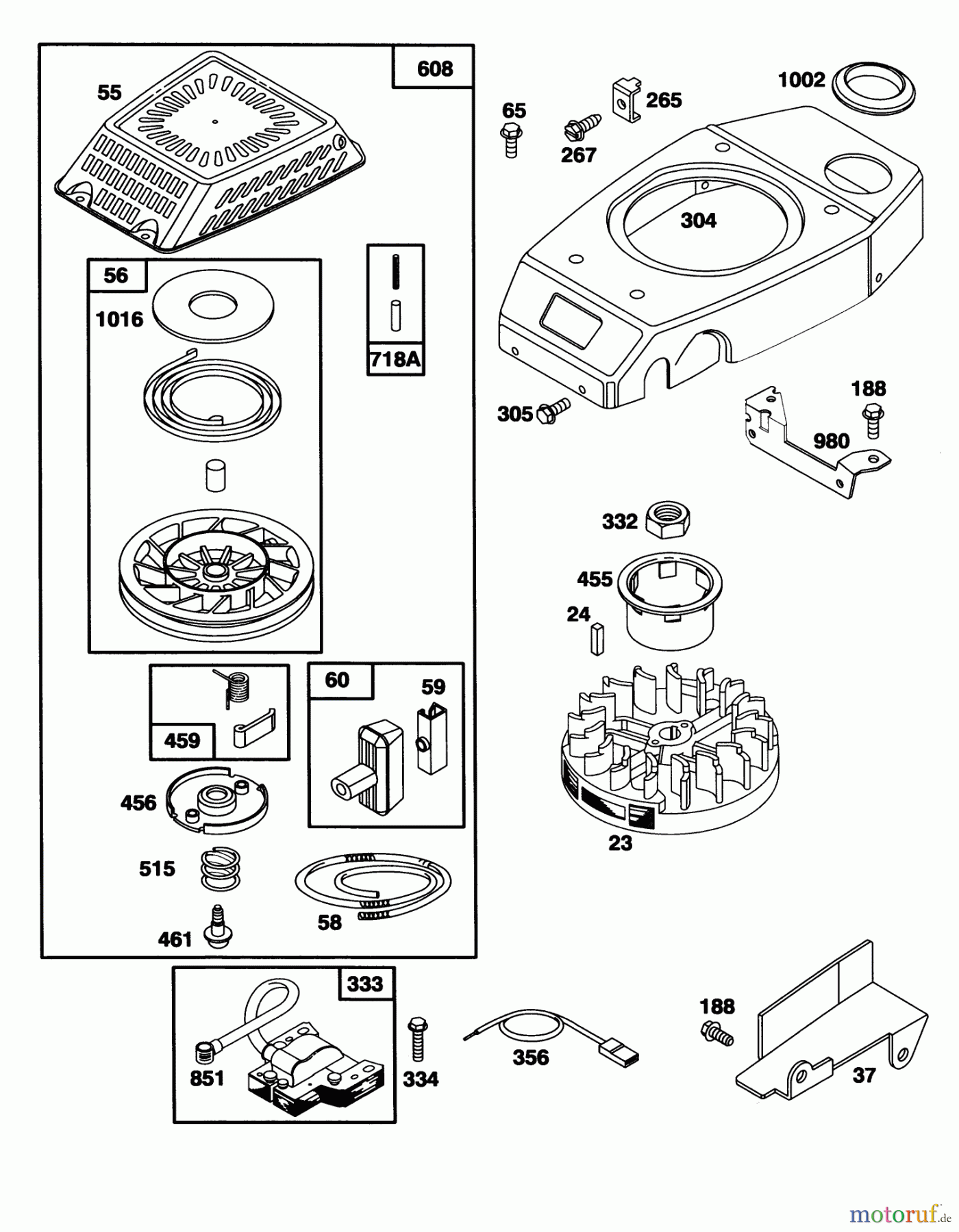  Toro Neu Mowers, Walk-Behind Seite 1 20465 - Toro Super Recycler Lawnmower, 1995 (5900001-5999999) ENGINE GTS-150 (MODEL NO. 20465 ONLY)(MODEL NO. 97772-0110-02) #3