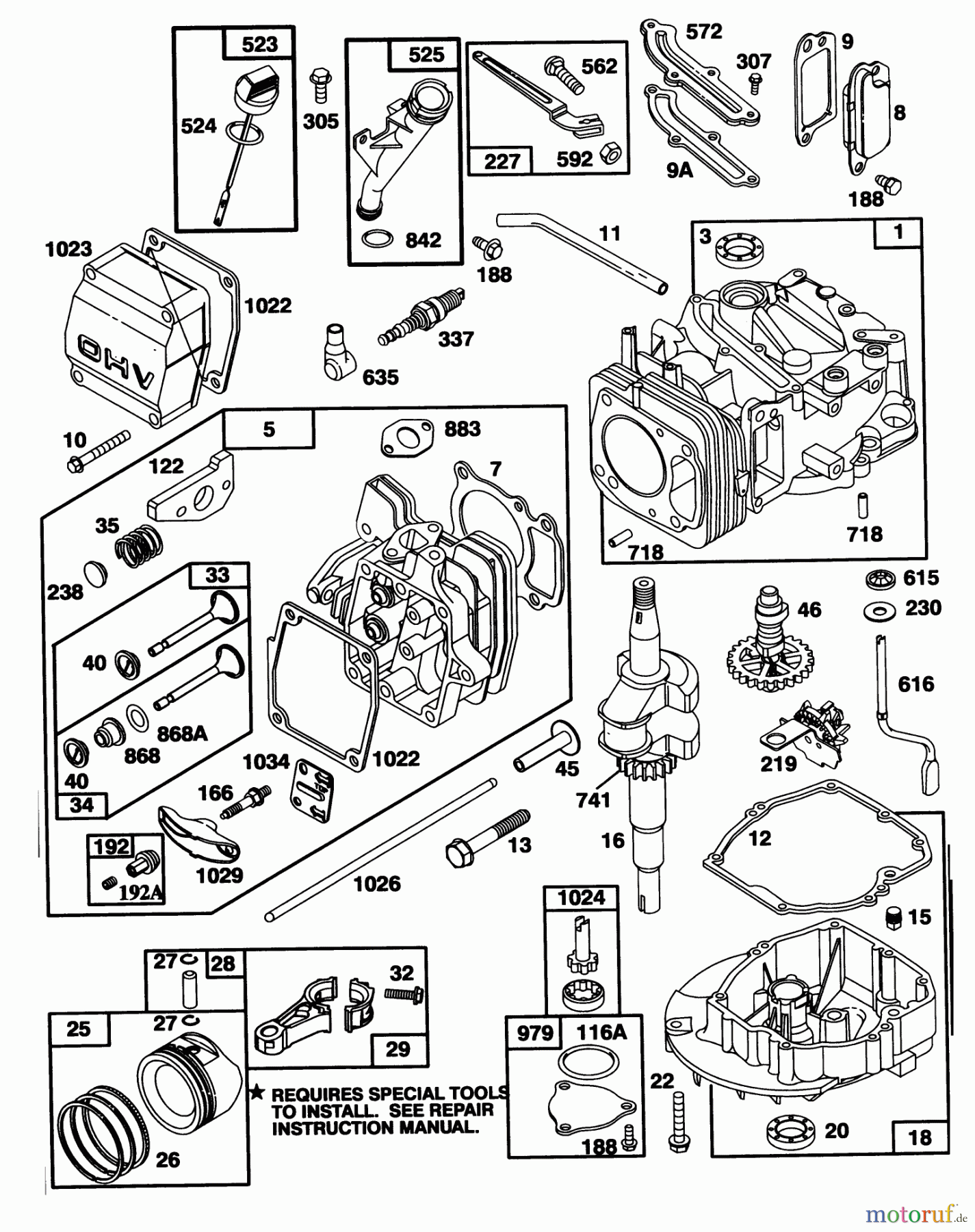  Toro Neu Mowers, Walk-Behind Seite 1 20465 - Toro Super Recycler Lawnmower, 1995 (5900001-5999999) ENGINE GTS-150 (MODEL NO. 20466 ONLY)(MODEL NO. 97777-0110-01) #1