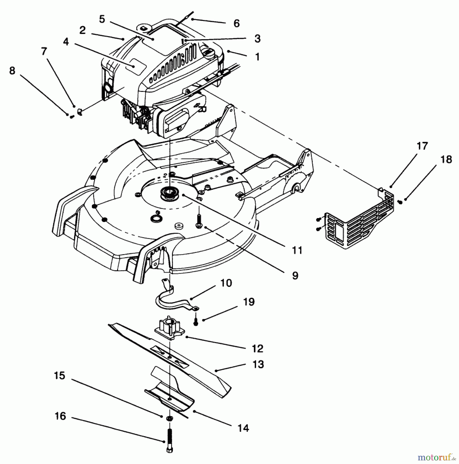  Toro Neu Mowers, Walk-Behind Seite 1 20472 - Toro Super Recycler Lawnmower, 1996 (6900001-6999999) ENGINE ASSEMBLY
