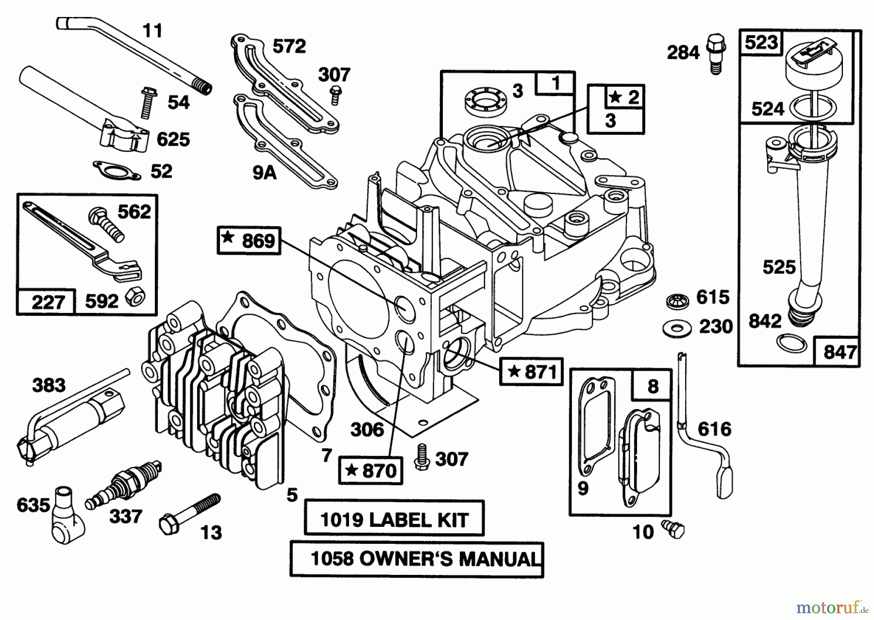  Toro Neu Mowers, Walk-Behind Seite 1 20473 - Toro Super Recycler Lawnmower, 1996 (6900001-6999999) ENGINE BRIGGS & STRATTON MODEL 128802-0615-01 #1