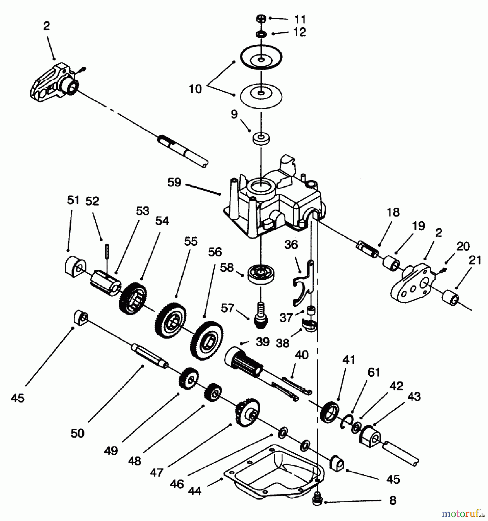  Toro Neu Mowers, Walk-Behind Seite 1 20473 - Toro Super Recycler Lawnmower, 1996 (6900001-6999999) GEAR CASE ASSEMBLY