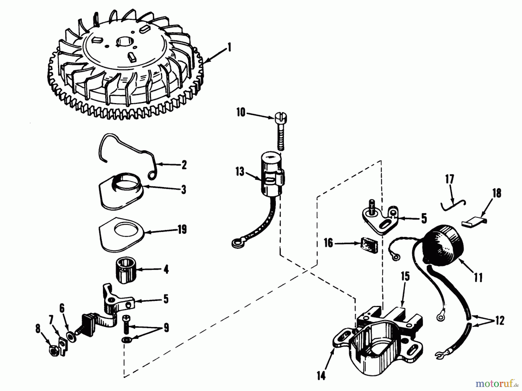  Toro Neu Mowers, Walk-Behind Seite 1 20474 - Toro Guardian Lawnmower, 1975 (5000001-5999999) MAGNETO NO. 610772 (MOWER MODEL NO. 21711)(ENGINE NO. TNT 100-10044)