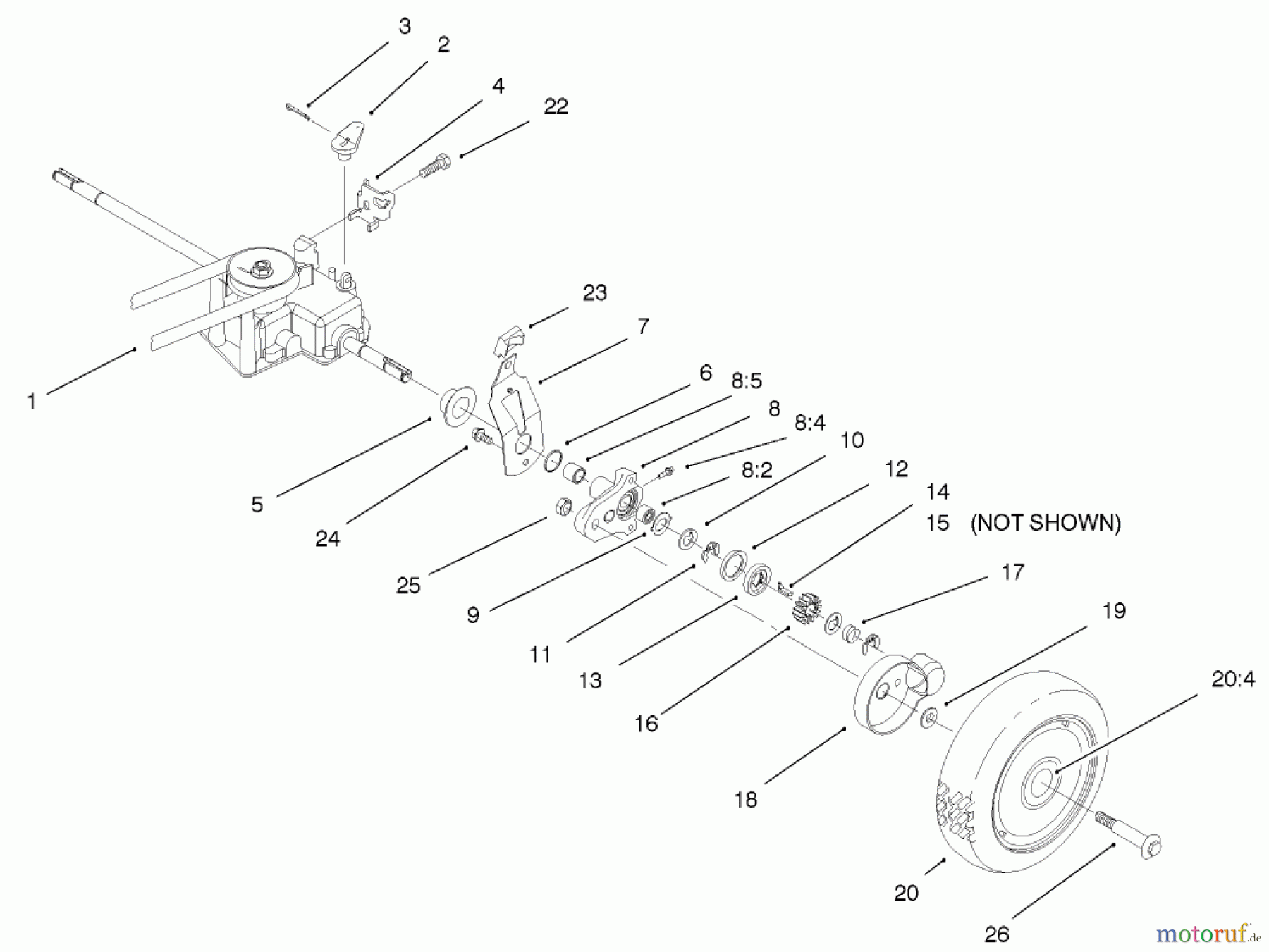  Toro Neu Mowers, Walk-Behind Seite 1 20487 (SR-21OSBB) - Toro Super Recycler Mower, SR-21OSBB, 1999 (9900001-9999999) REAR AXLE ASSEMBLY