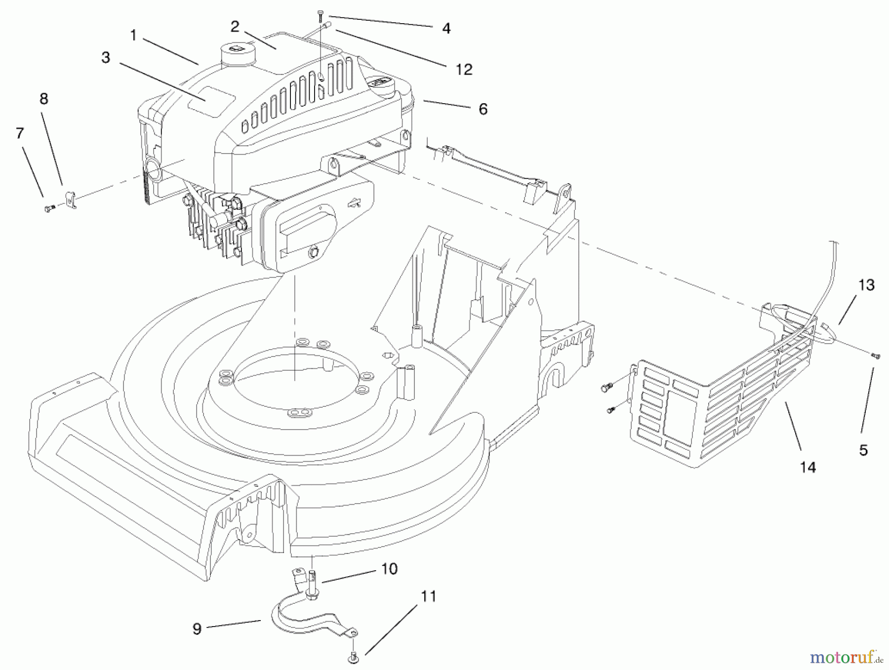  Toro Neu Mowers, Walk-Behind Seite 1 20489 (V-21S) - Toro Vacu-Power Mower, V-21S, 1998 (8900001-8999999) ENGINE ASSEMBLY