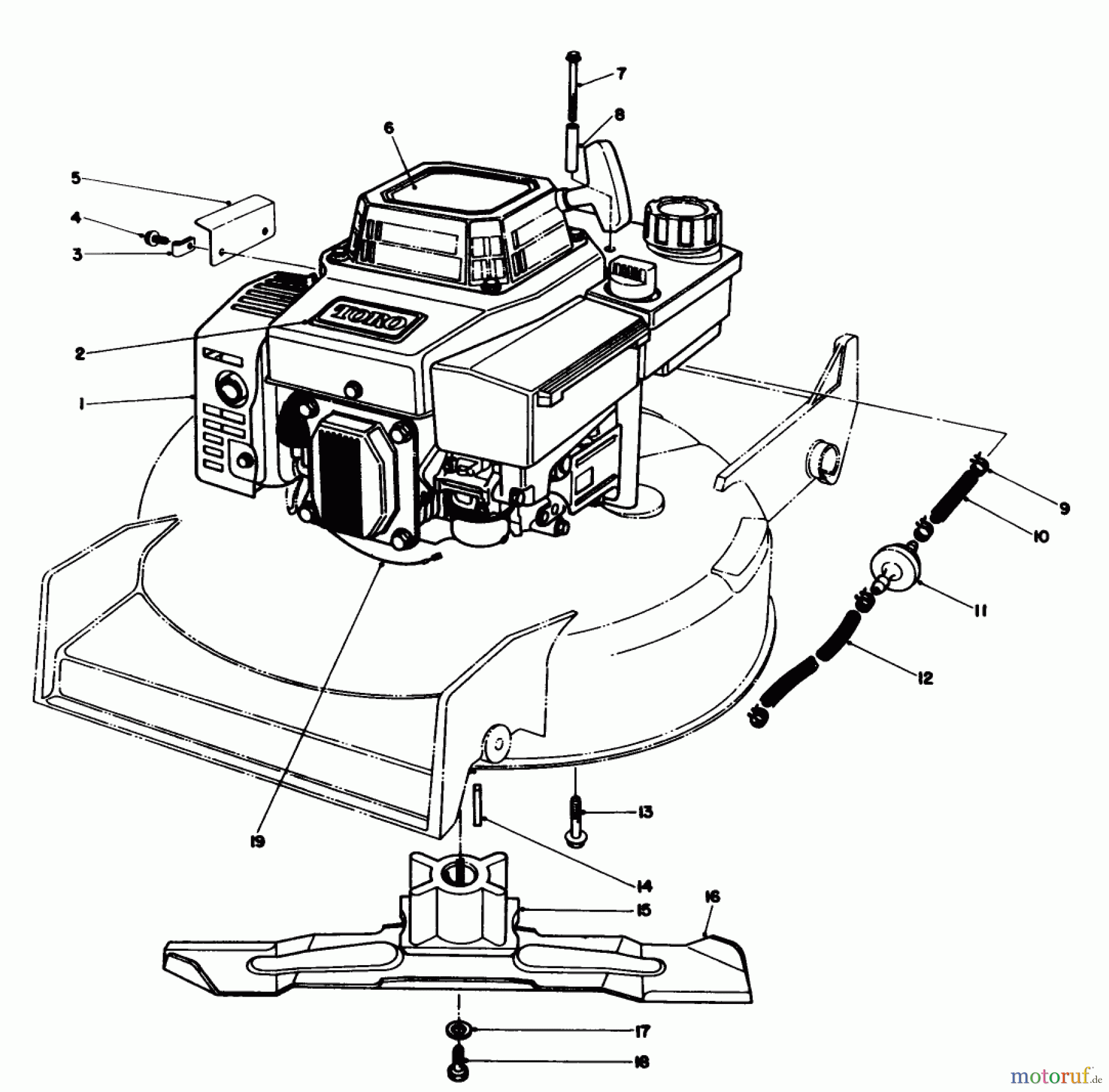  Toro Neu Mowers, Walk-Behind Seite 1 20522C - Toro Lawnmower, 1987 (7000001-7999999) ENGINE ASSEMBLY (ENGINE MODEL NO. VMG6) #1